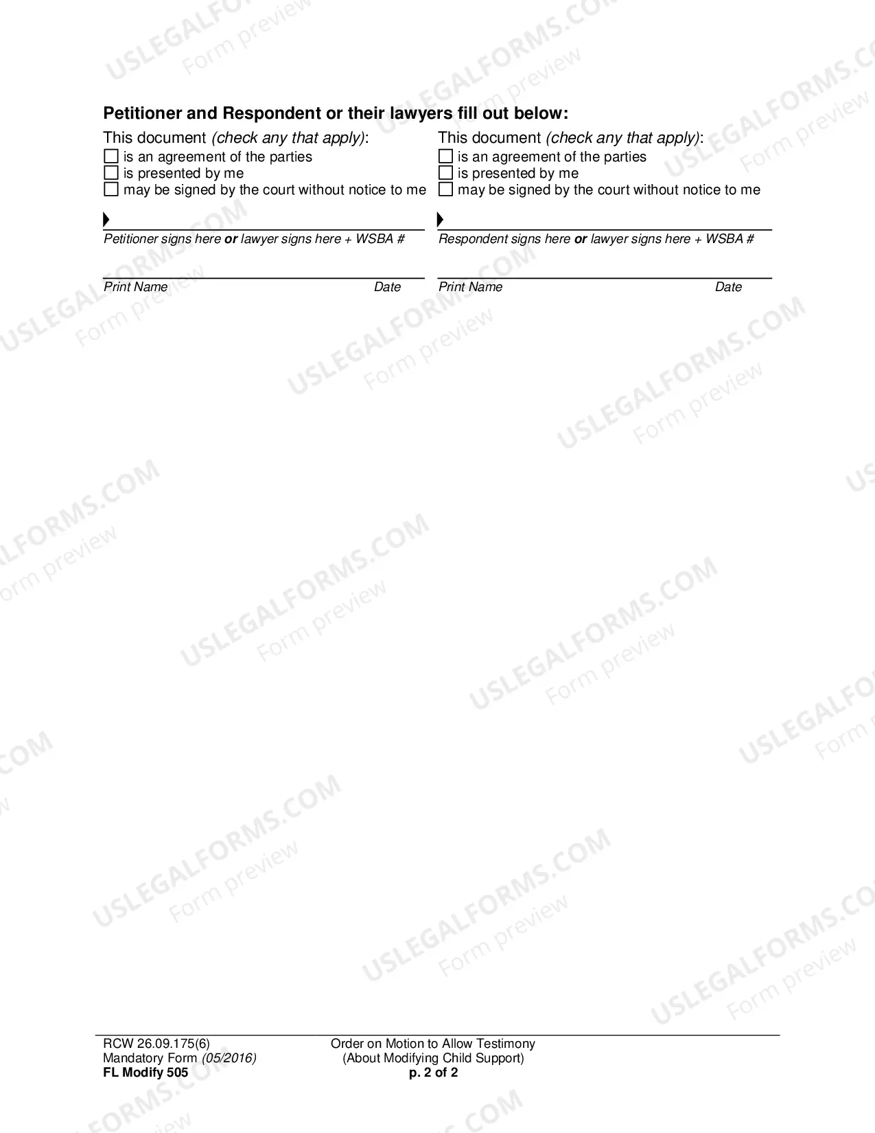 Preview Order on Motion to Allow Testimony (About Modifying Child Support)