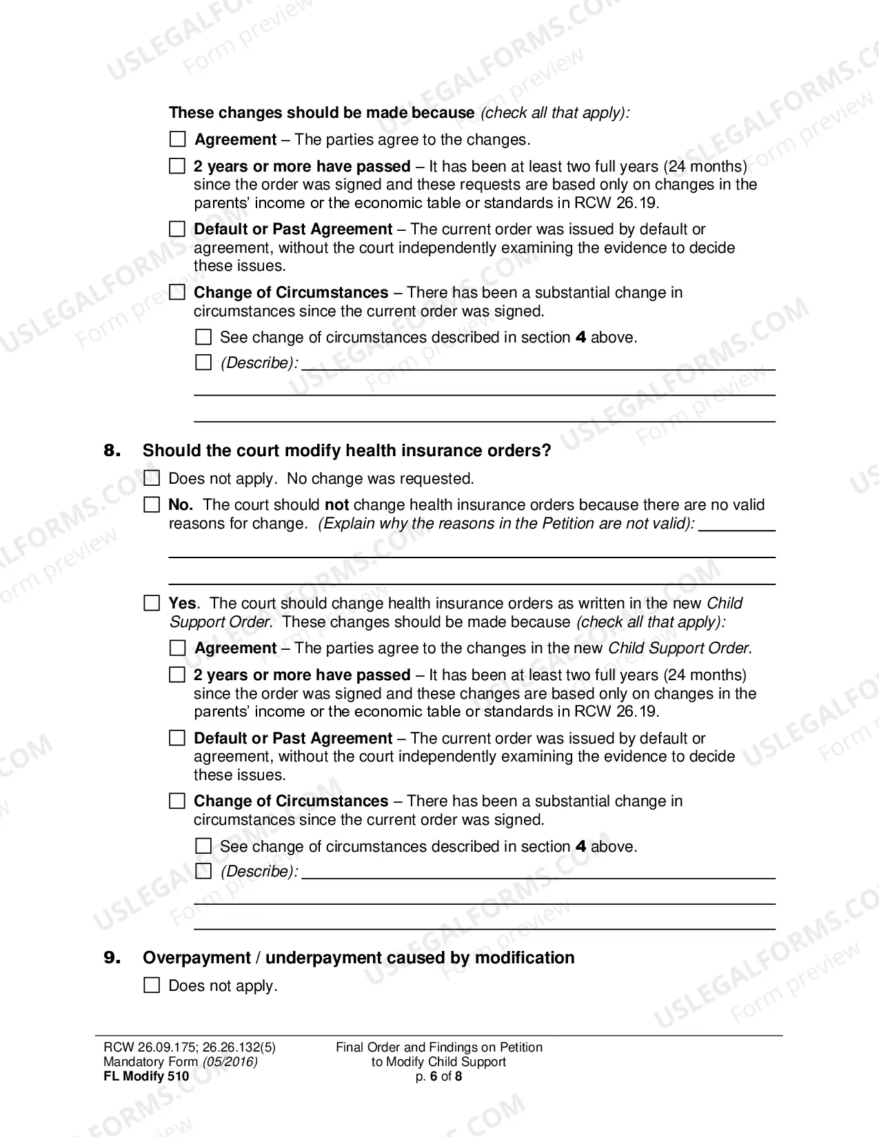 Preview Final Order and Findings on Petition to Modify Child Support Order