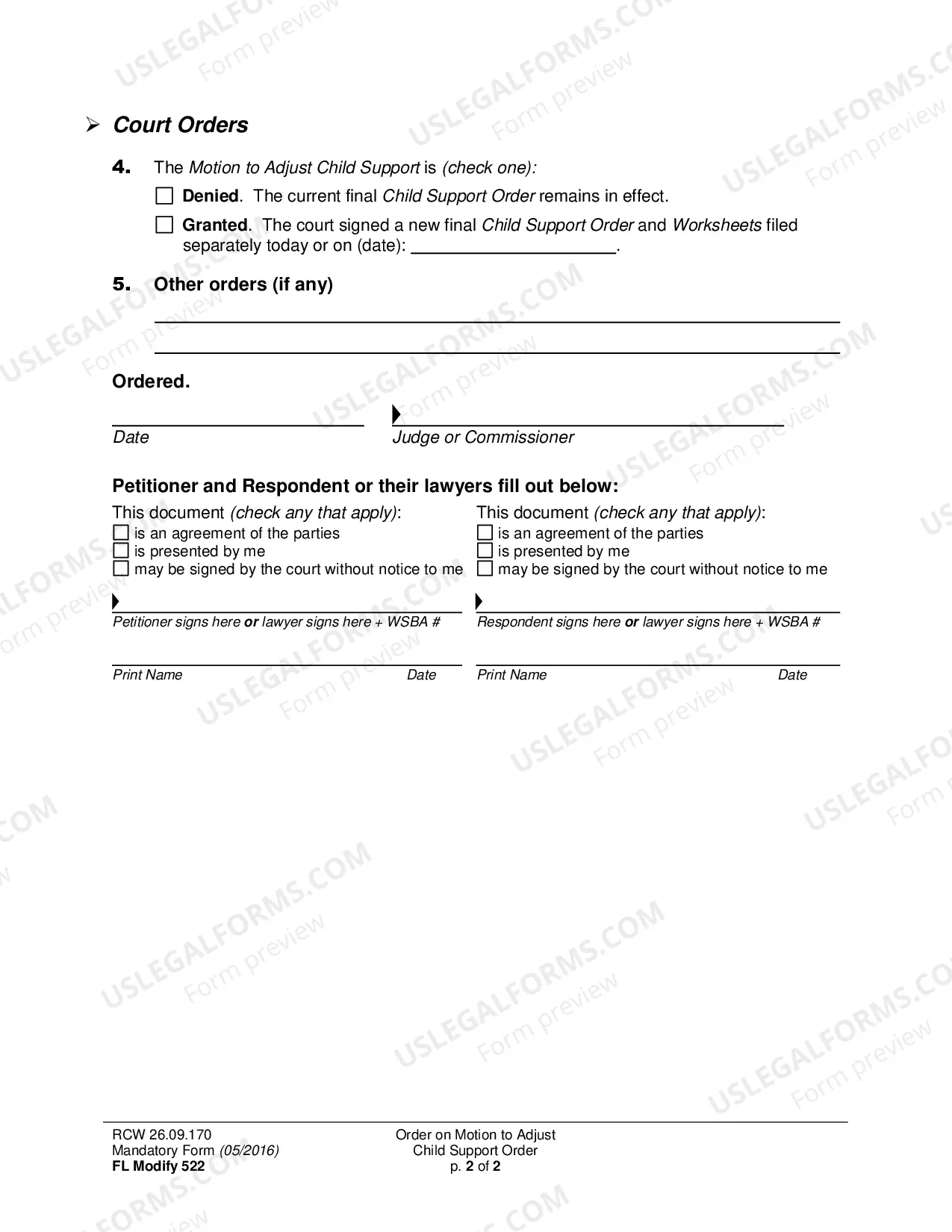 Preview Order on Motion to Adjust Child Support Order