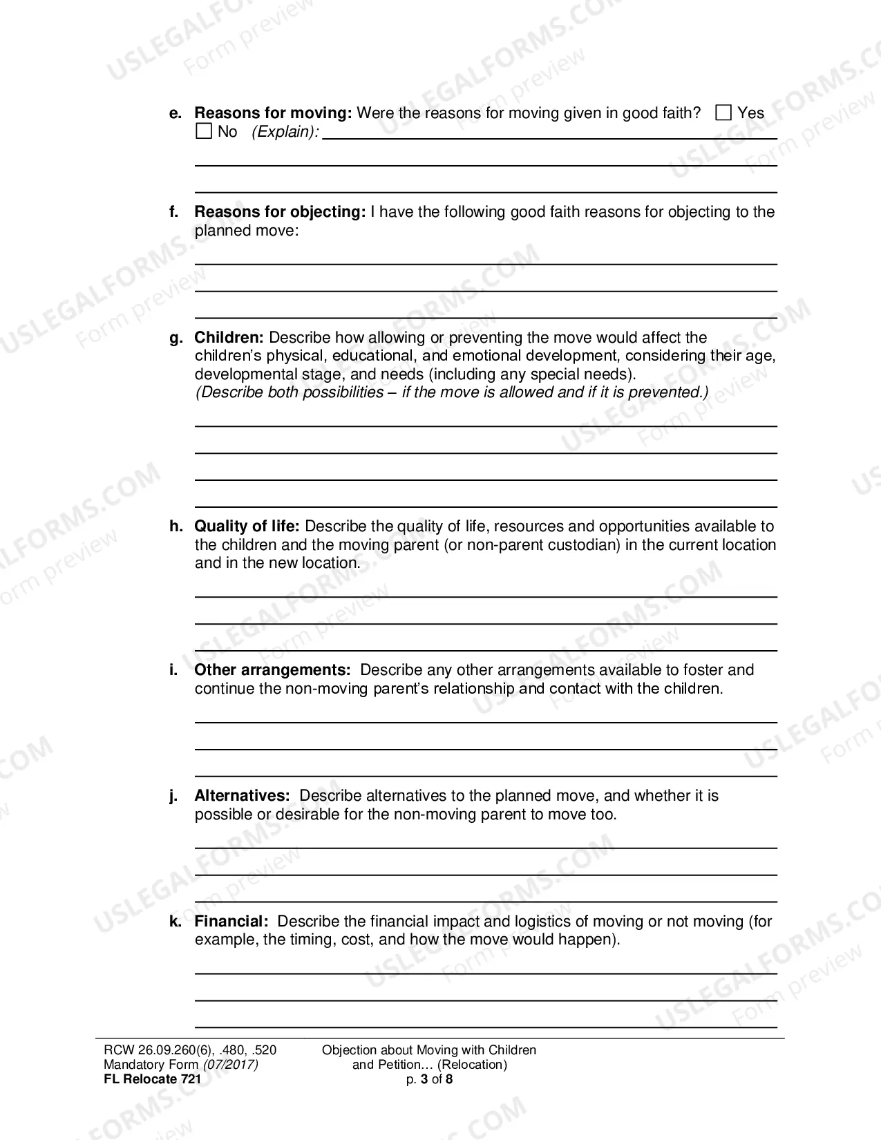Preview Objection about Moving with Children and Petition about Changing a Parenting/Custody Order (Relocation)