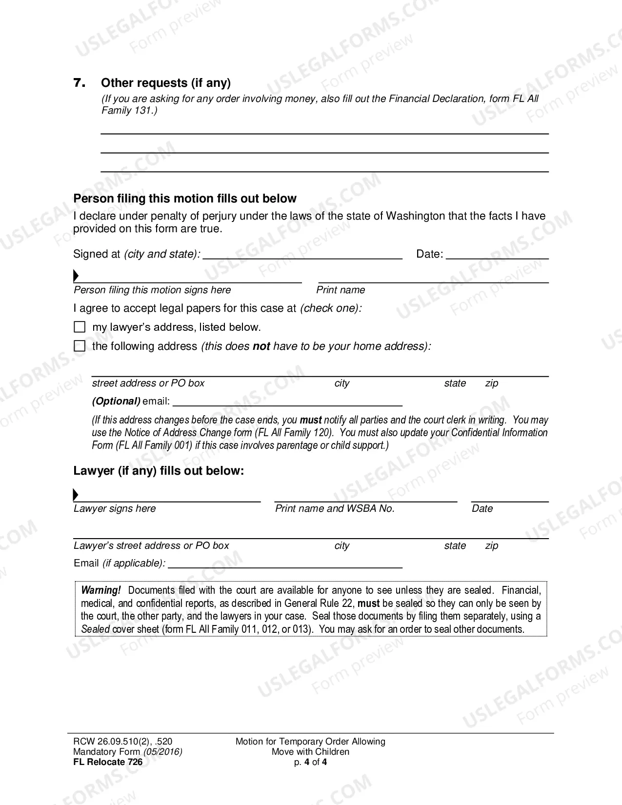 Preview Motion for Temporary Order Allowing Move with Children (Relocation)