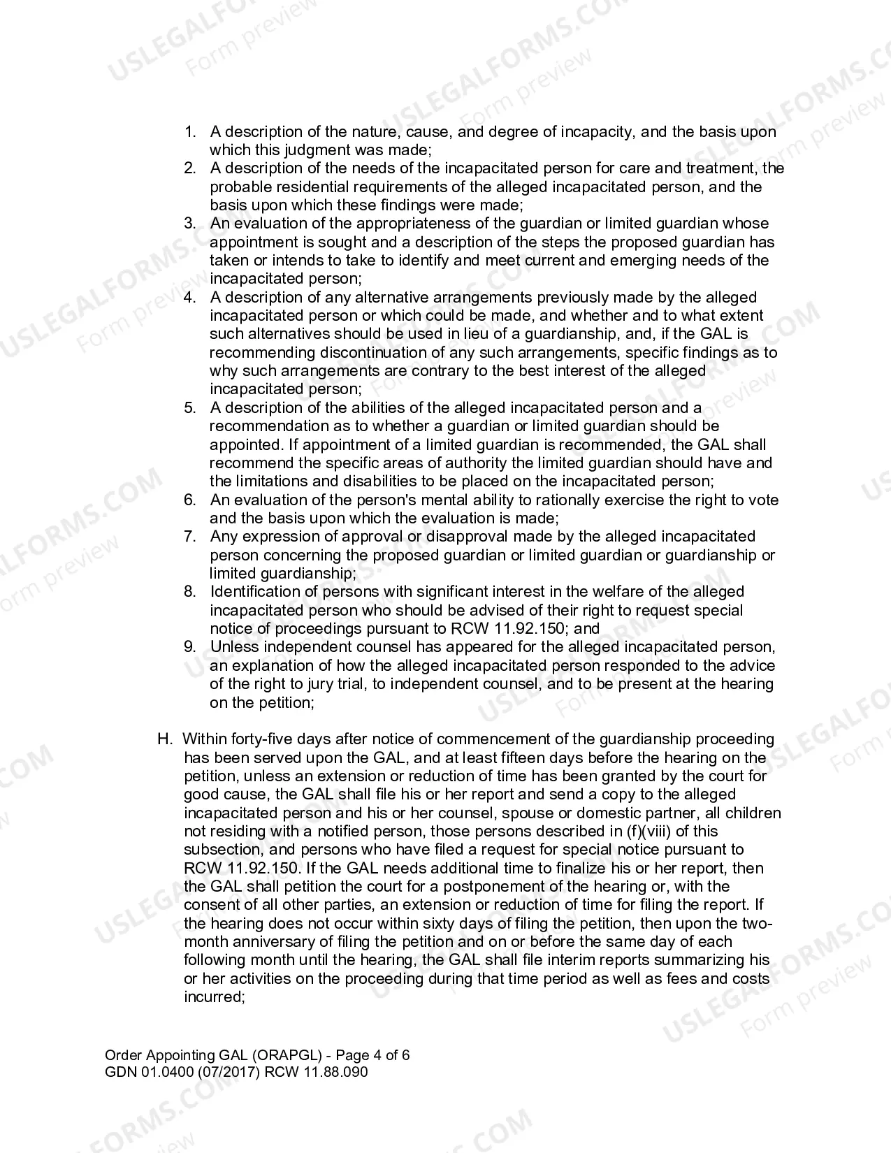 Preview Order Appointing Guardian ad Litem
