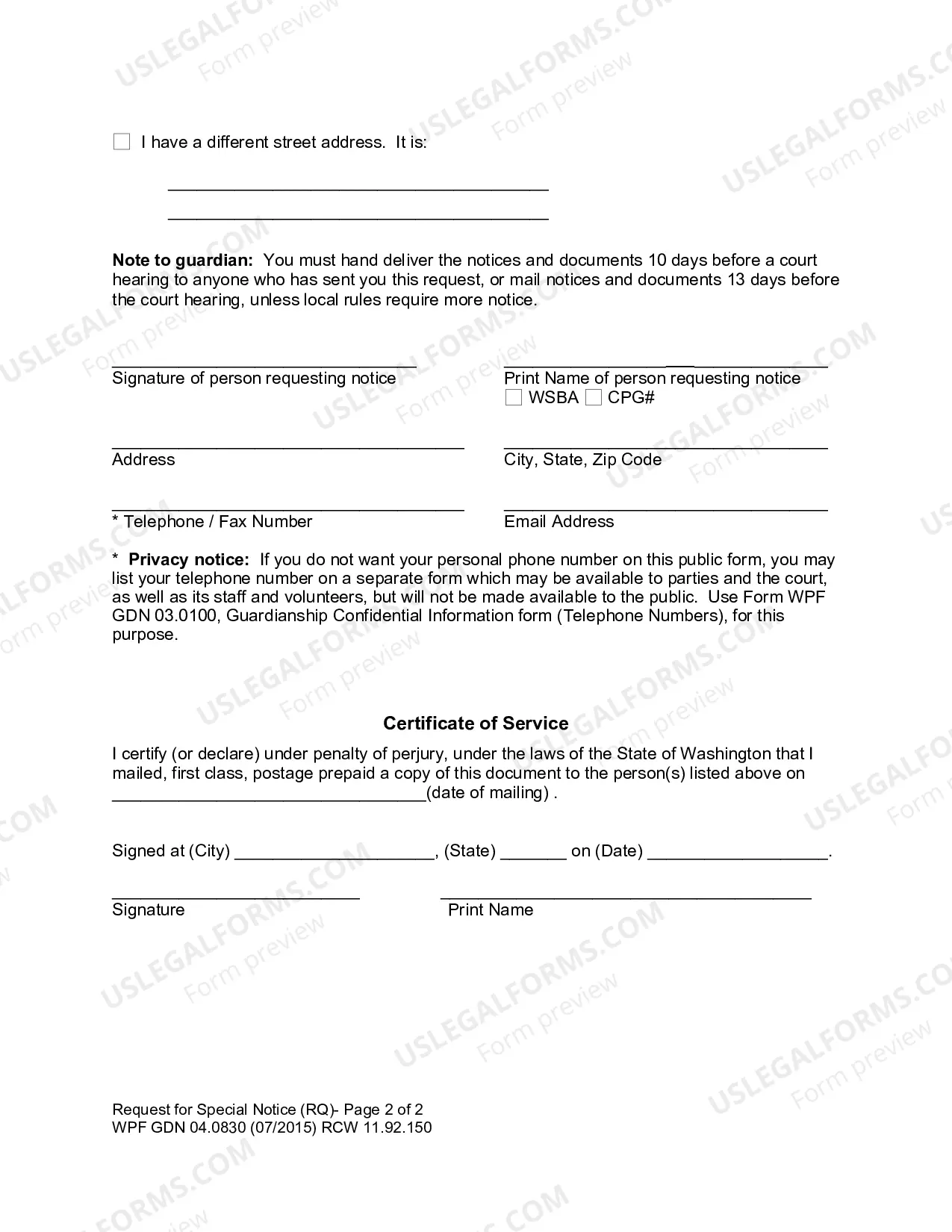 Preview Request for Special Notice