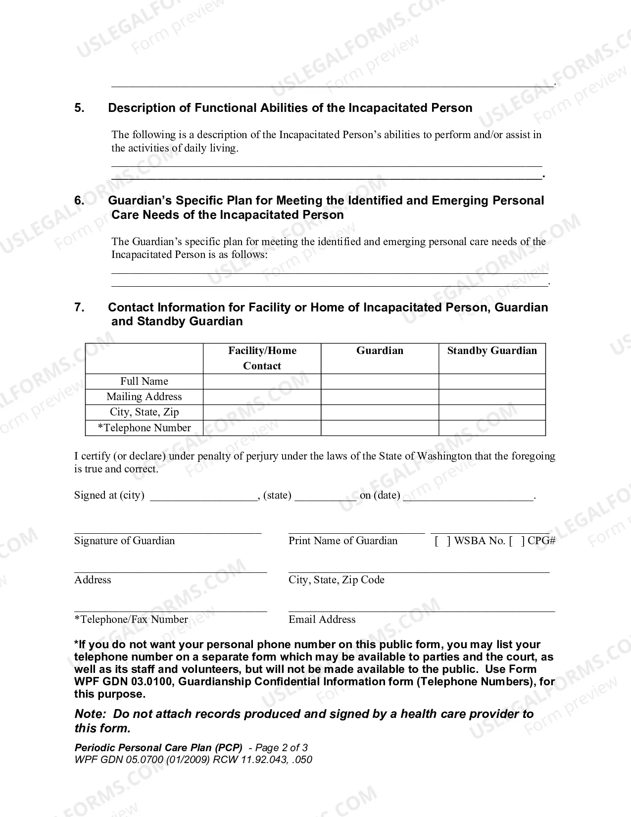 Preview Periodic Personal Care Plan (PCP)