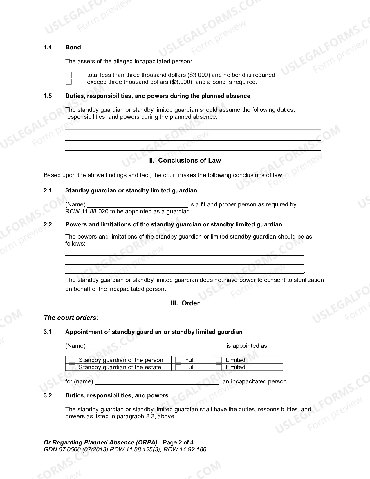 Preview Order Regarding Planned Absence