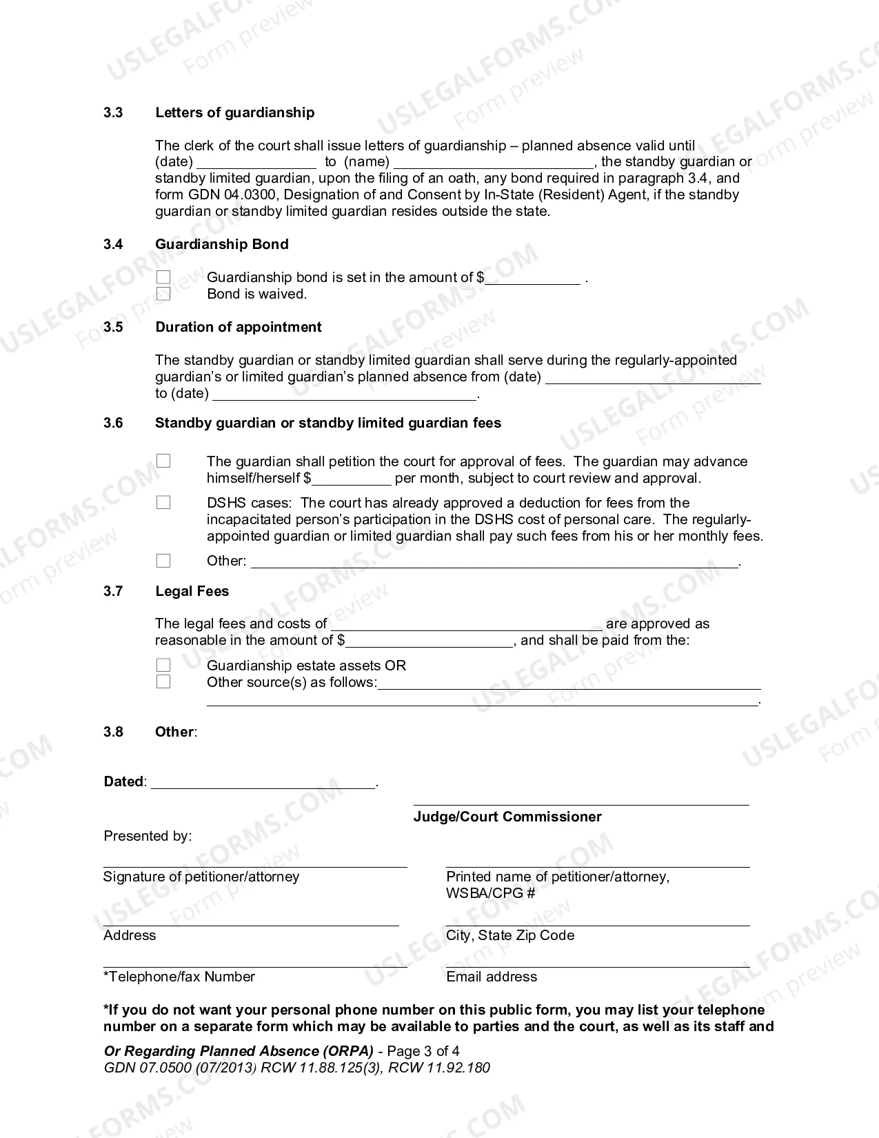 Preview Order Regarding Planned Absence
