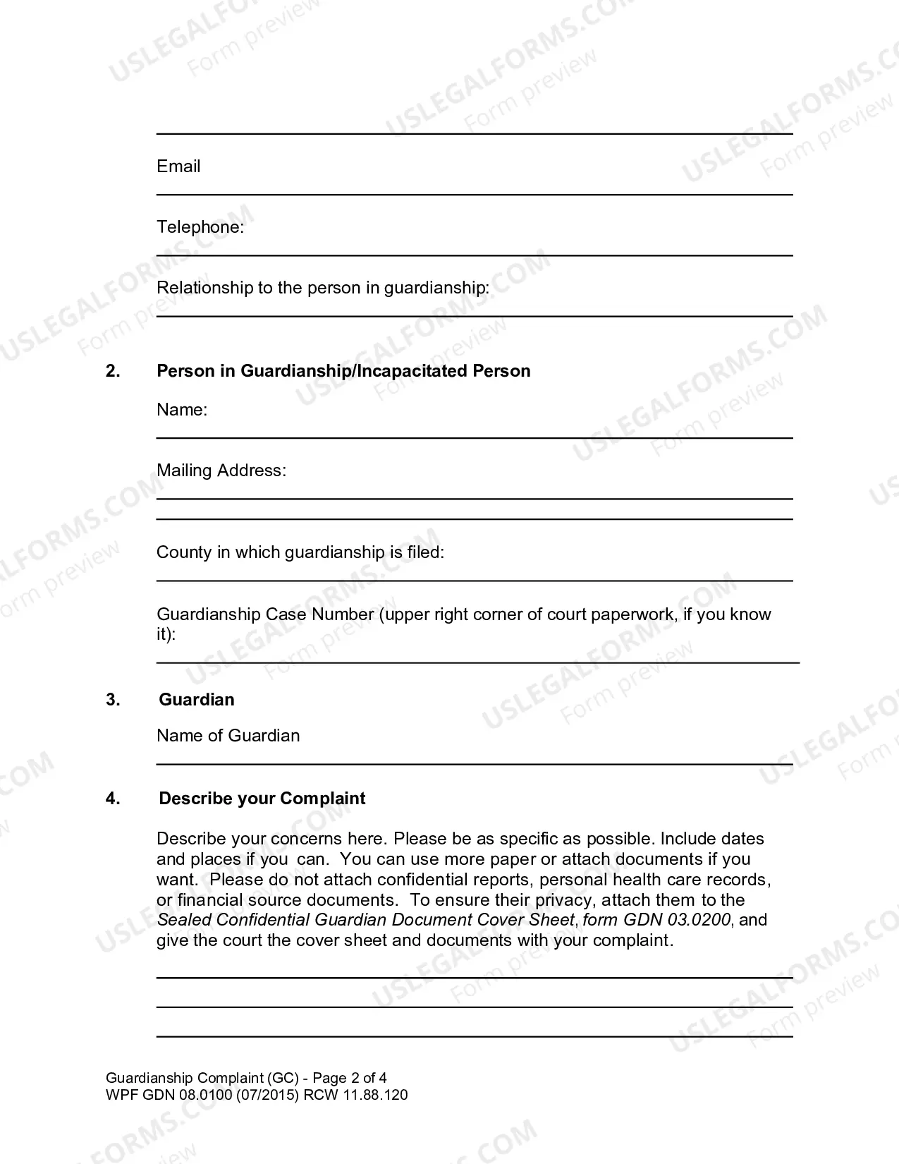 Preview Guardianship Complaint