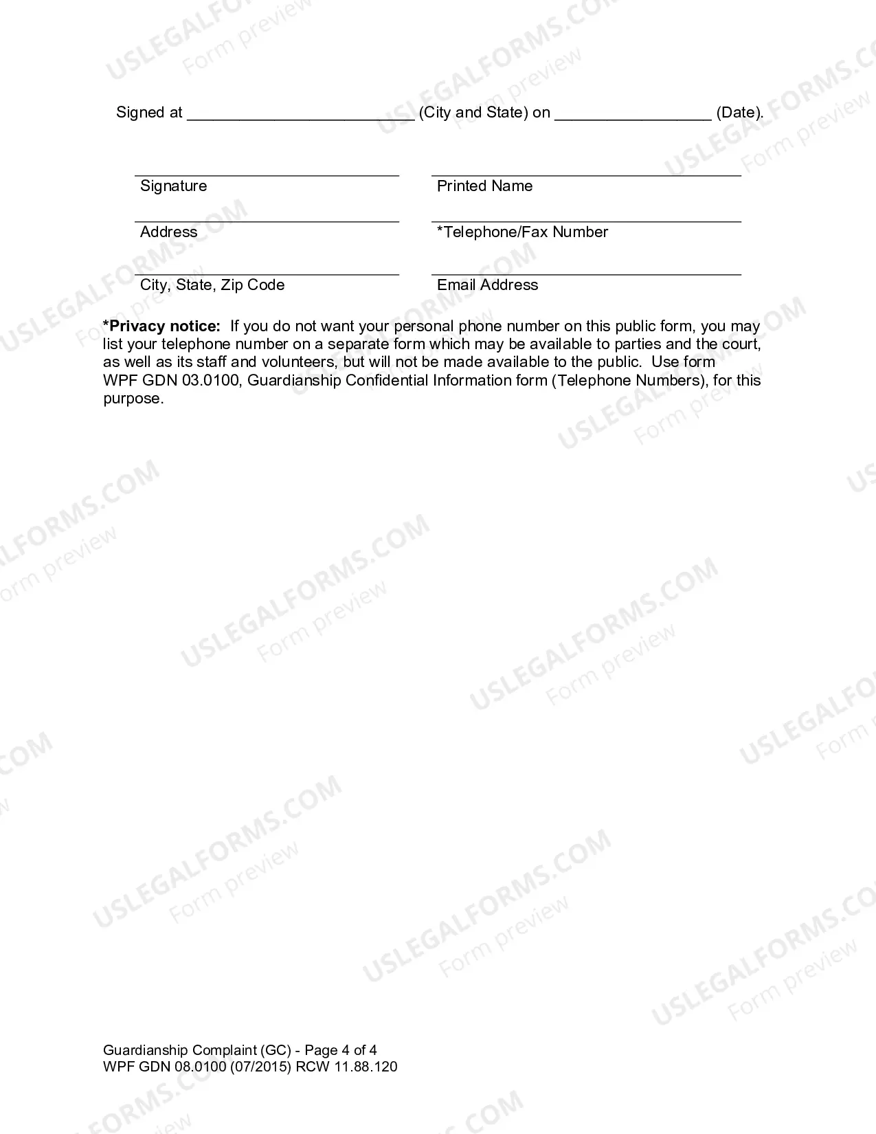 Preview Guardianship Complaint