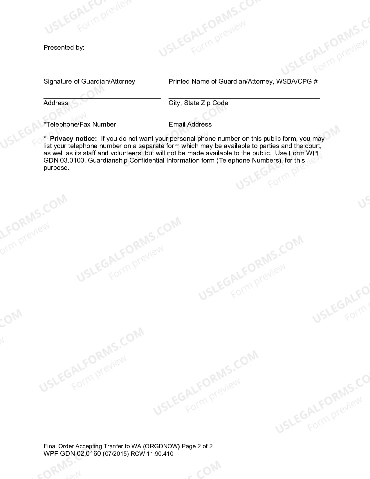Preview Final Order Accepting Transfer to Washington (ORGDNOW, )
