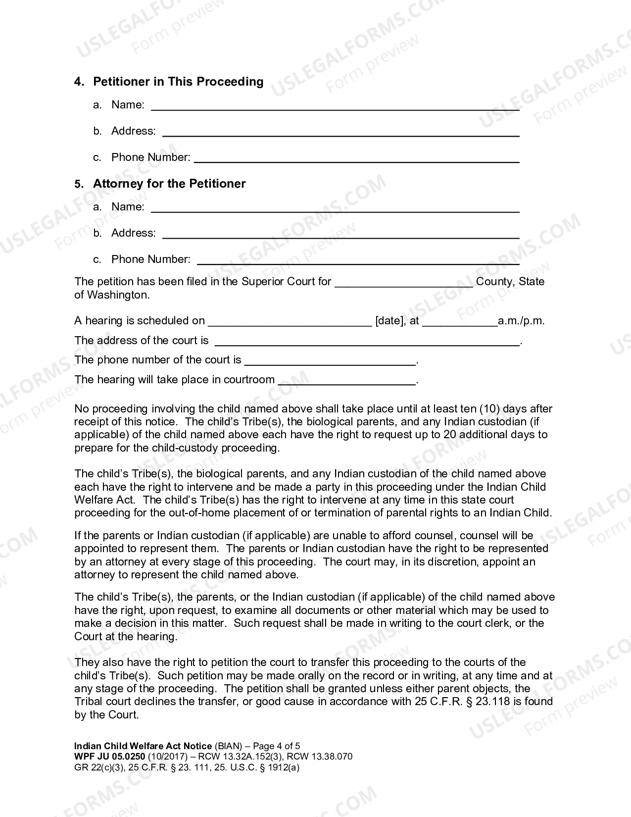 Preview Indian Child Welfare Act Notice