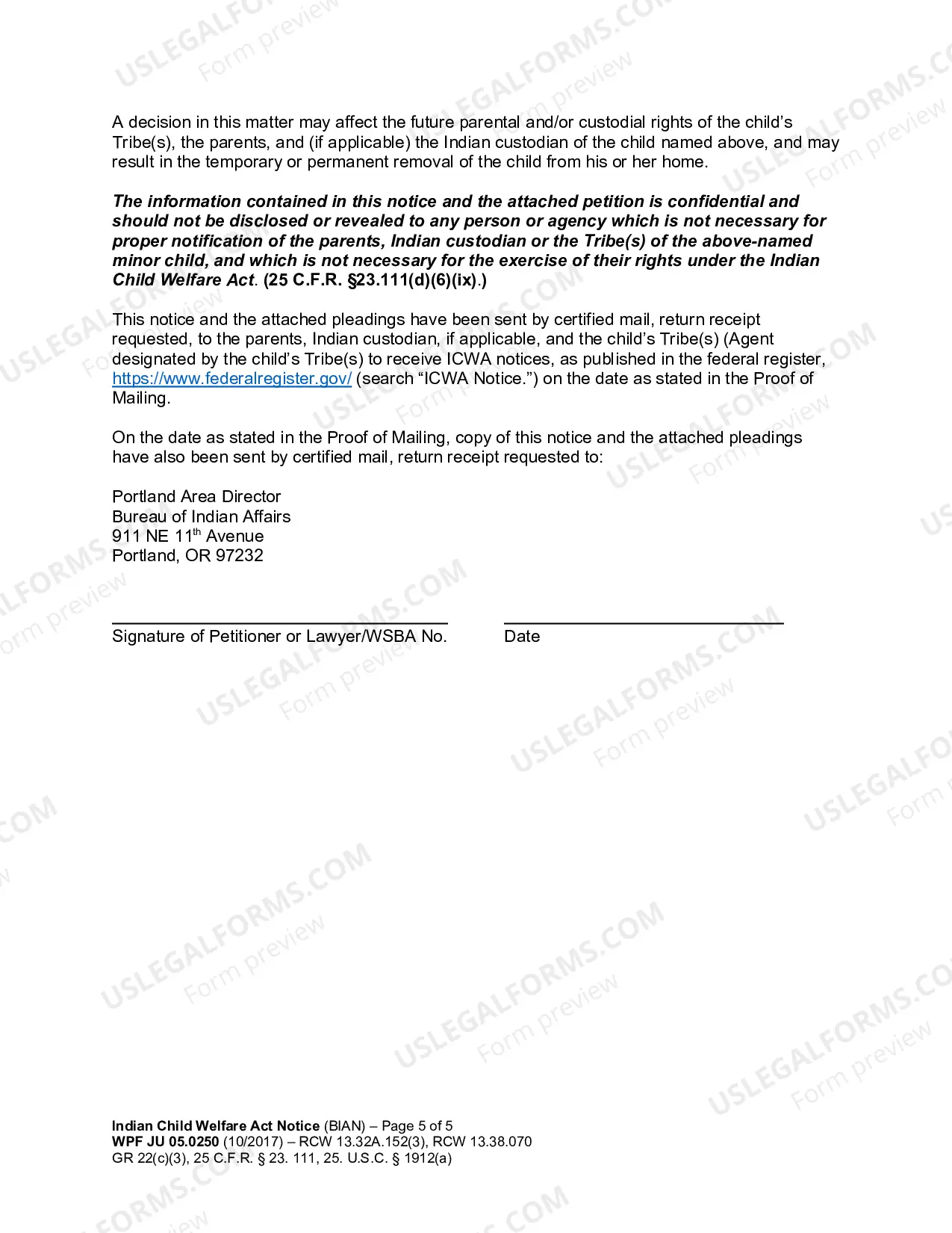 Preview Indian Child Welfare Act Notice