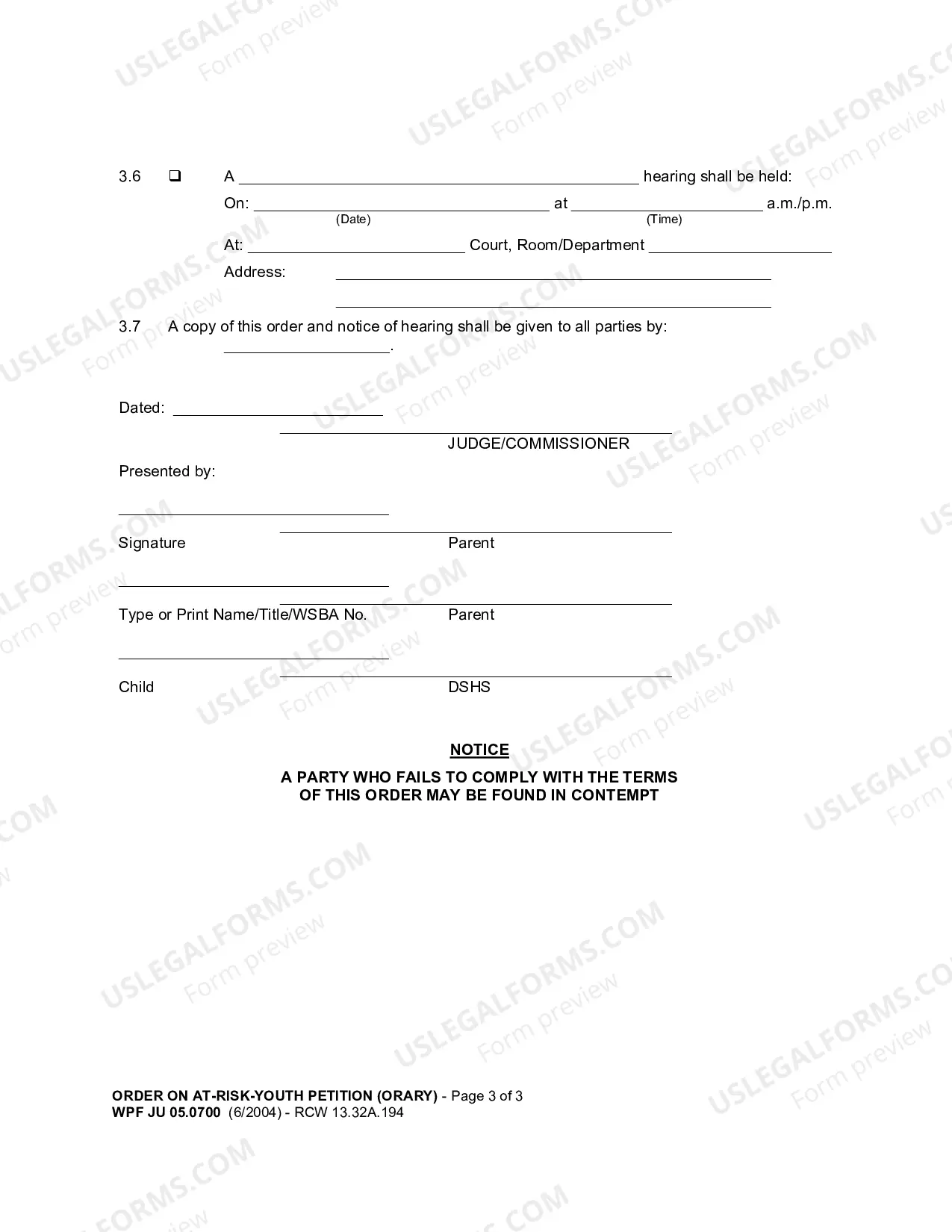 Preview Order On At Risk Youth Petition