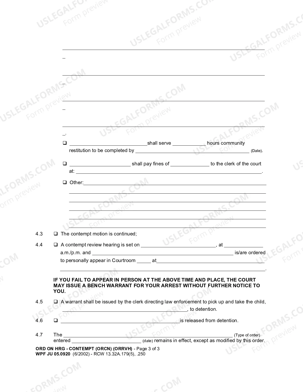 Preview Order On Hearing Re Contempt
