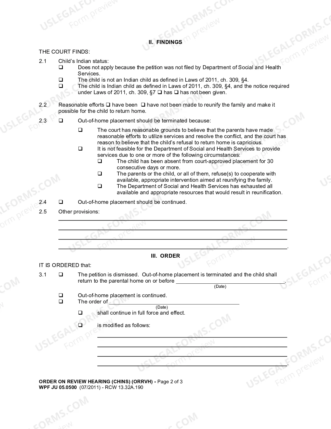 Preview Order On Review Hearing