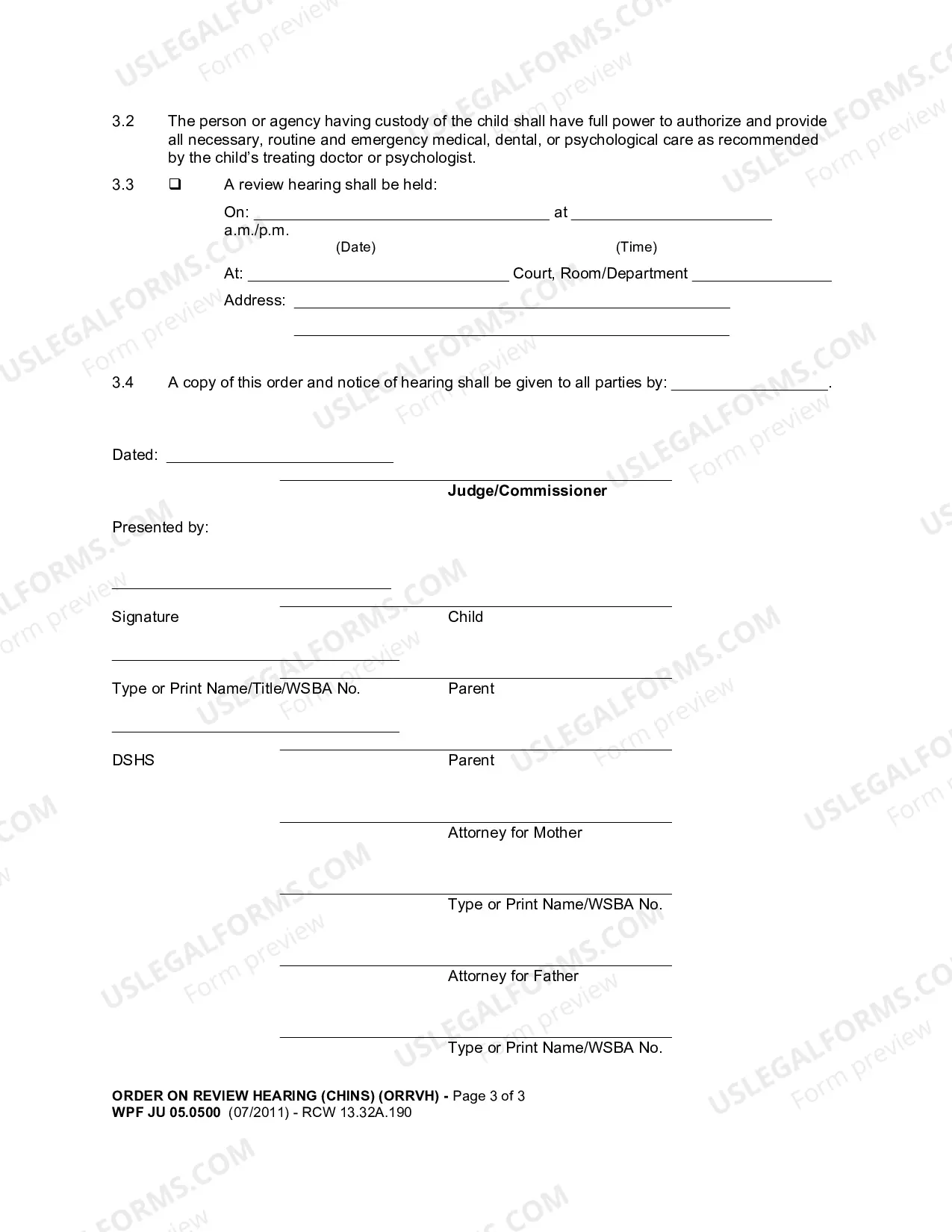 Preview Order On Review Hearing