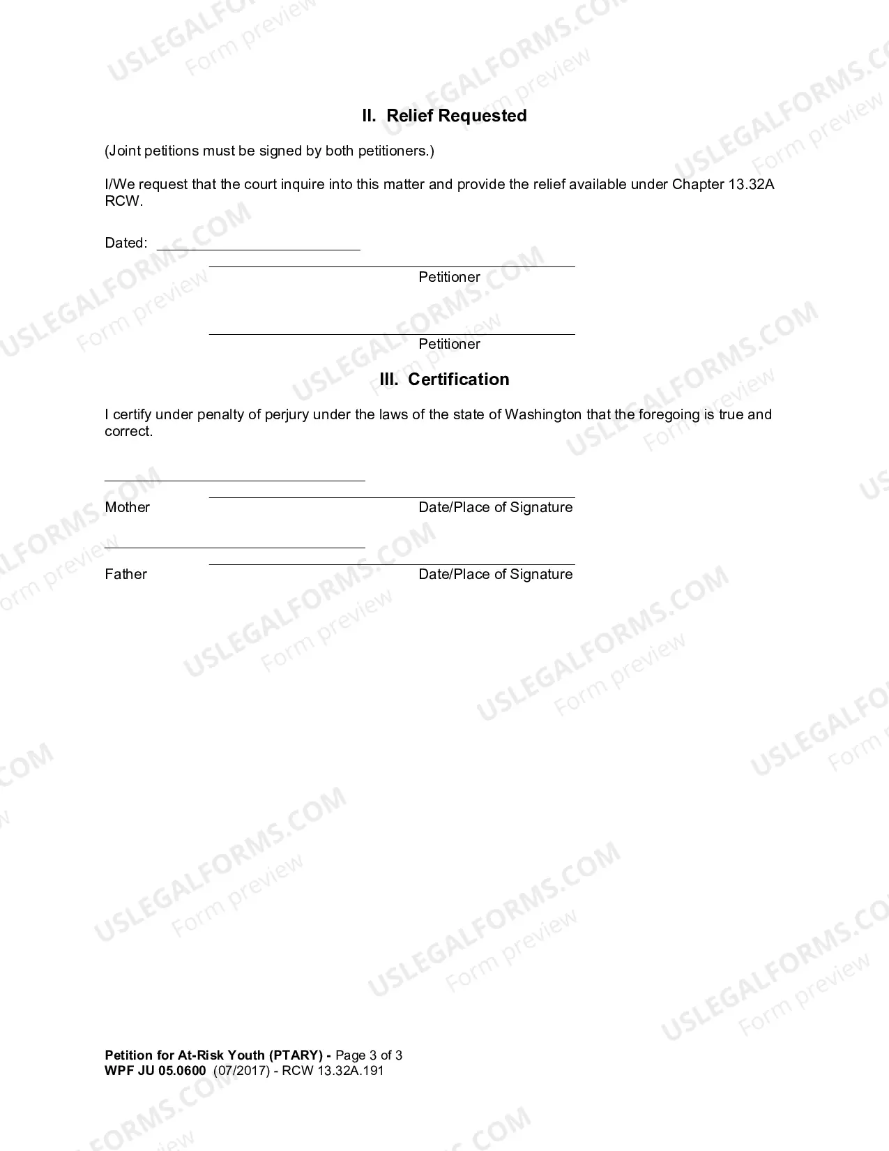 Preview Petition For At Risk Youth