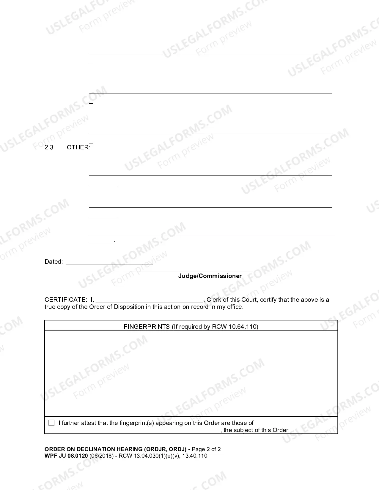 Preview Order On Declination Hearing