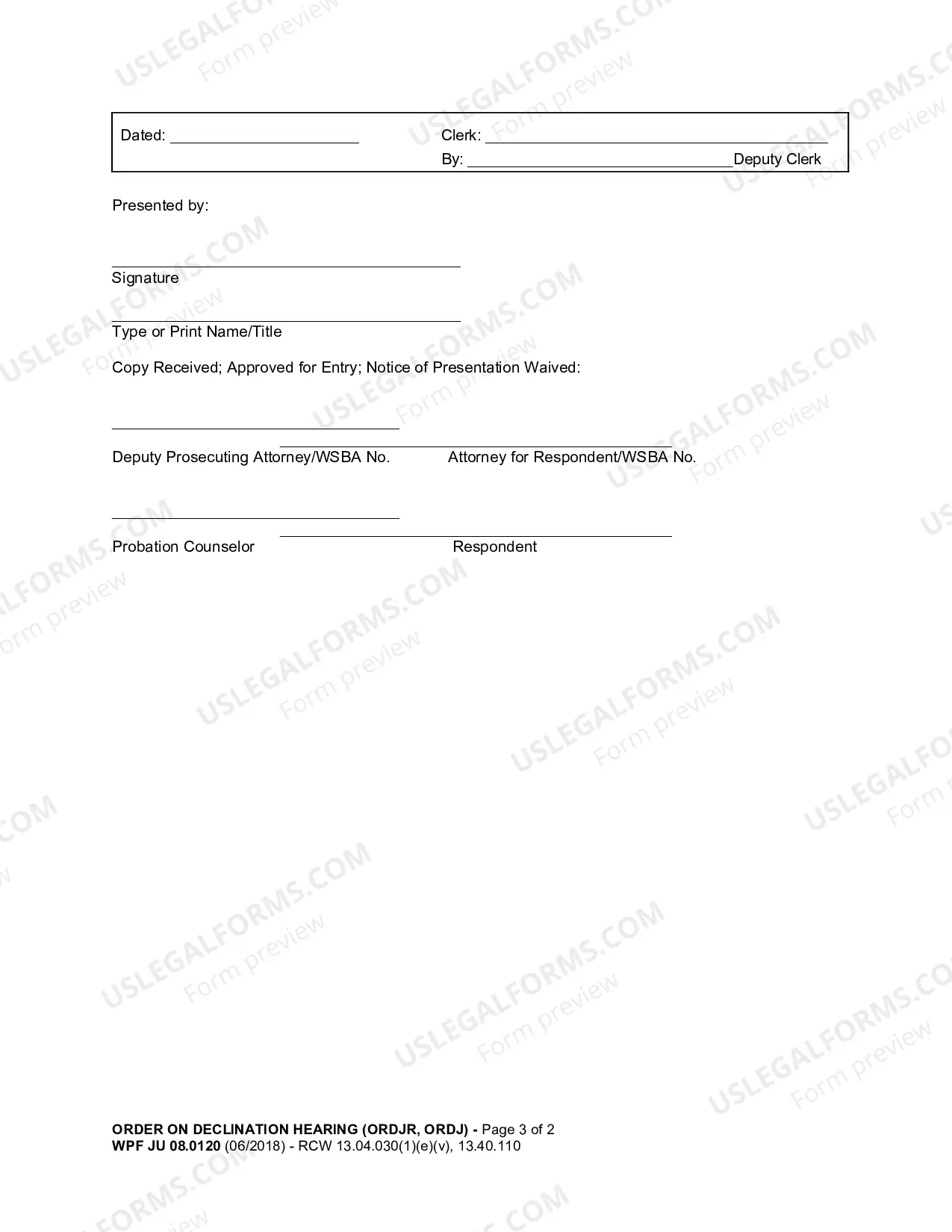 Preview Order On Declination Hearing