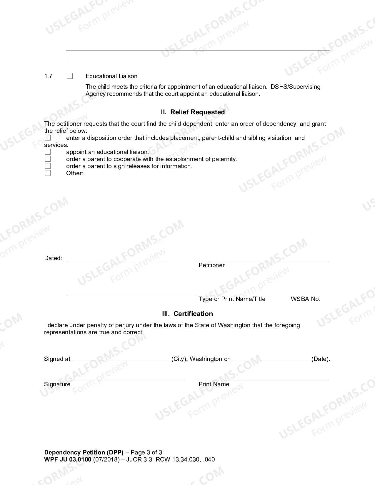 Preview Dependency Petition