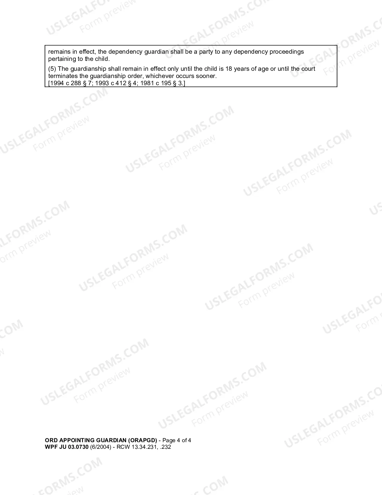 Preview Hearing Findings Conclusions And Order Appointing Guardian