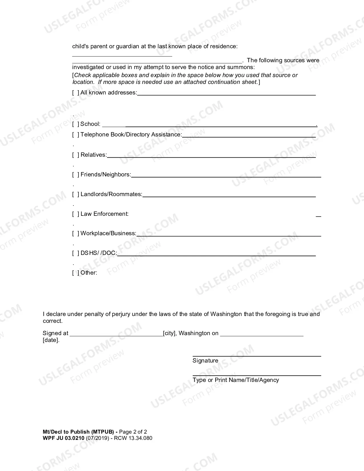 Preview Motion And Declaration To Publish Notice And Summons