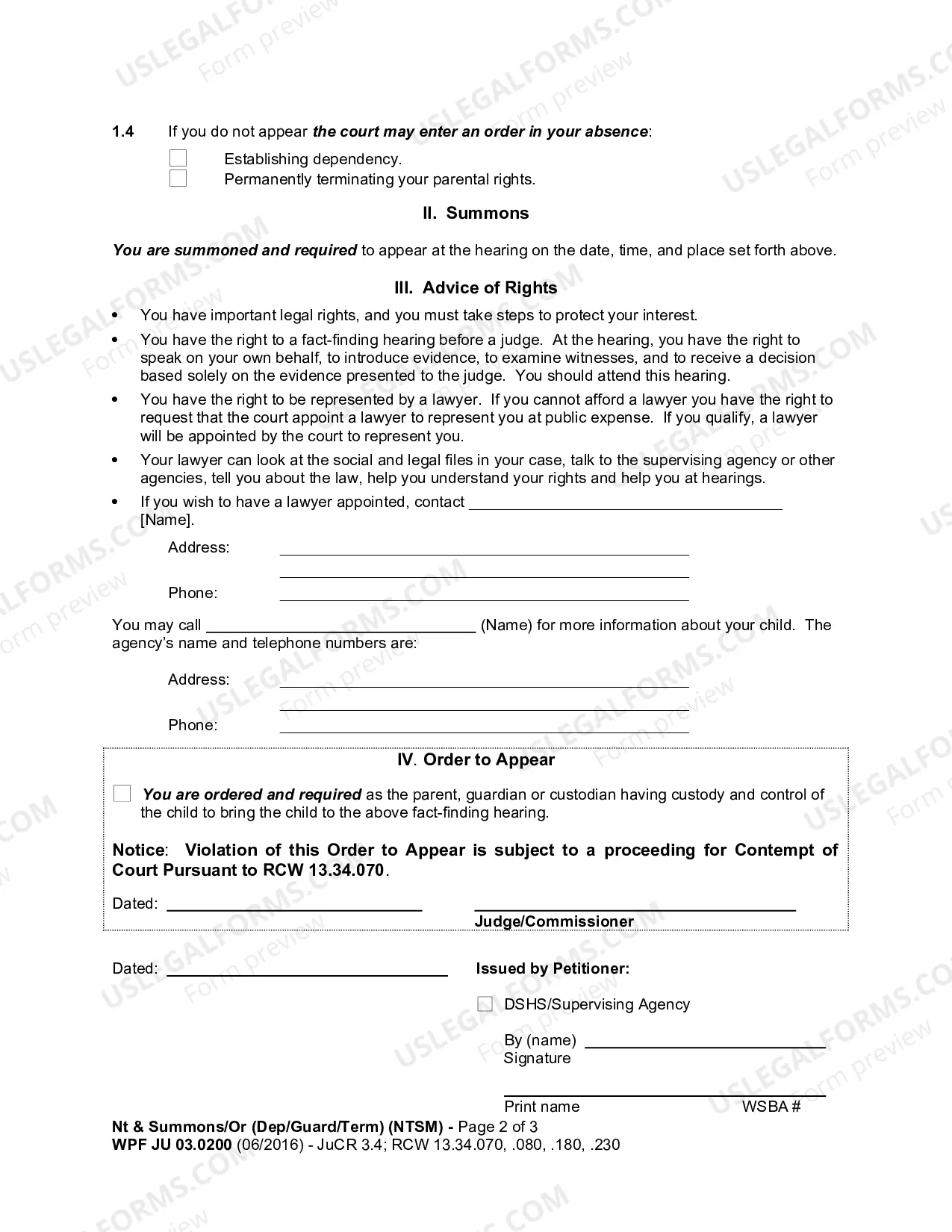 Preview Notice And Summons Or Order