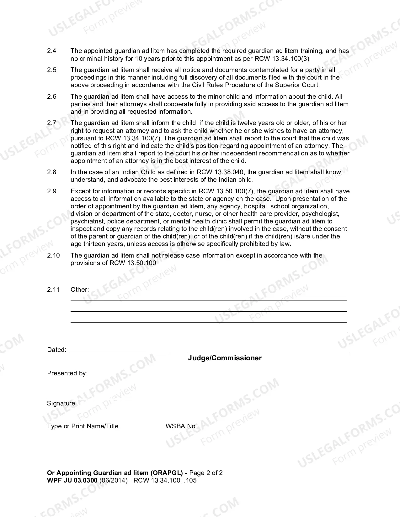 Preview Order Appointing Guardian Ad Litem