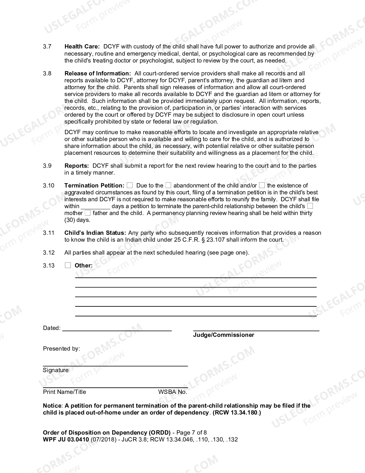 Preview Order of Disposition On Dependency