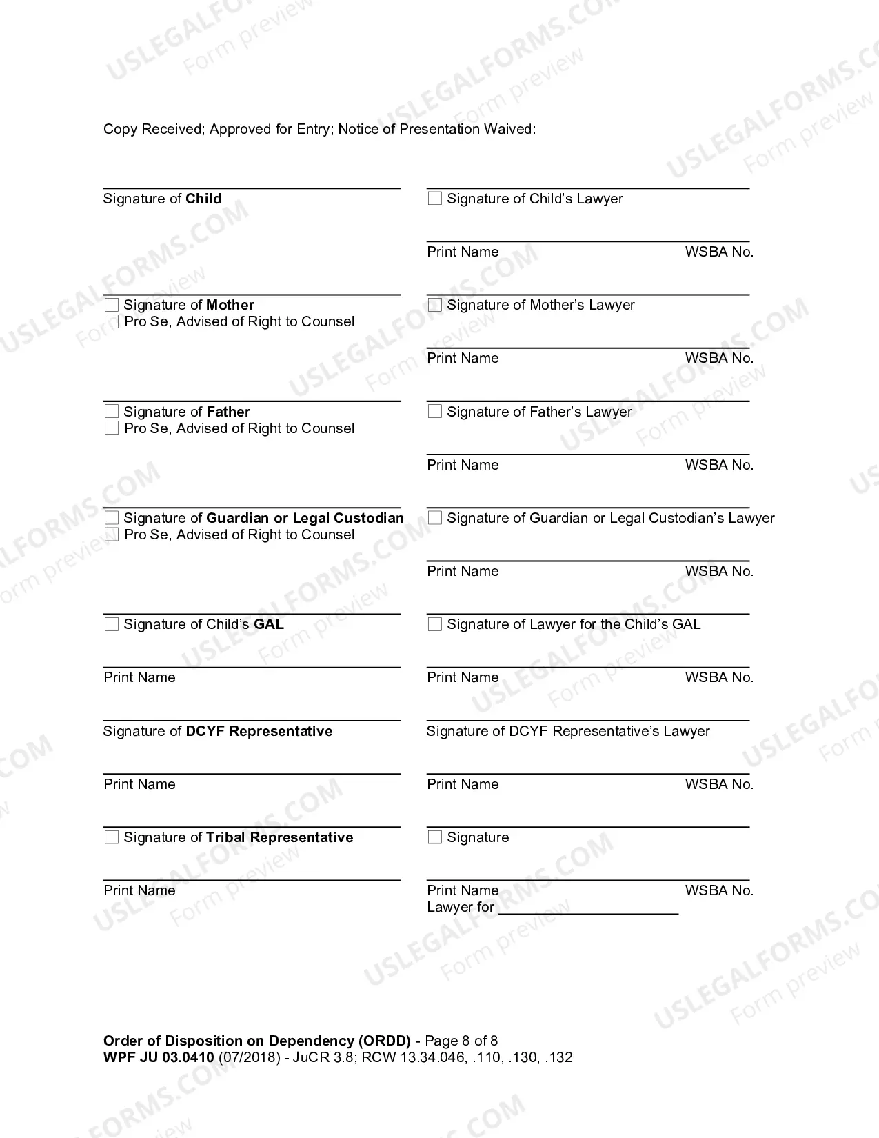 Preview Order of Disposition On Dependency