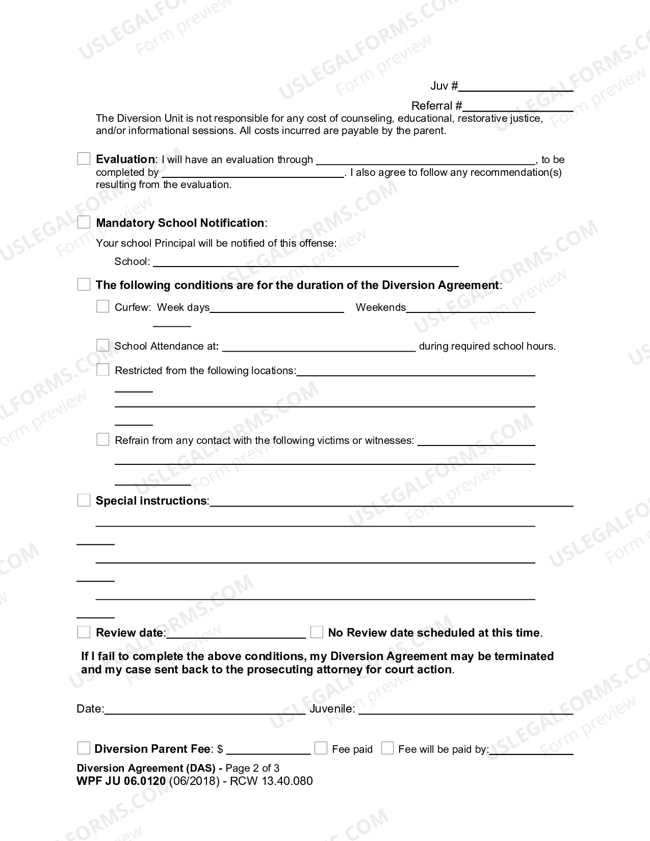 Preview Diversion Agreement