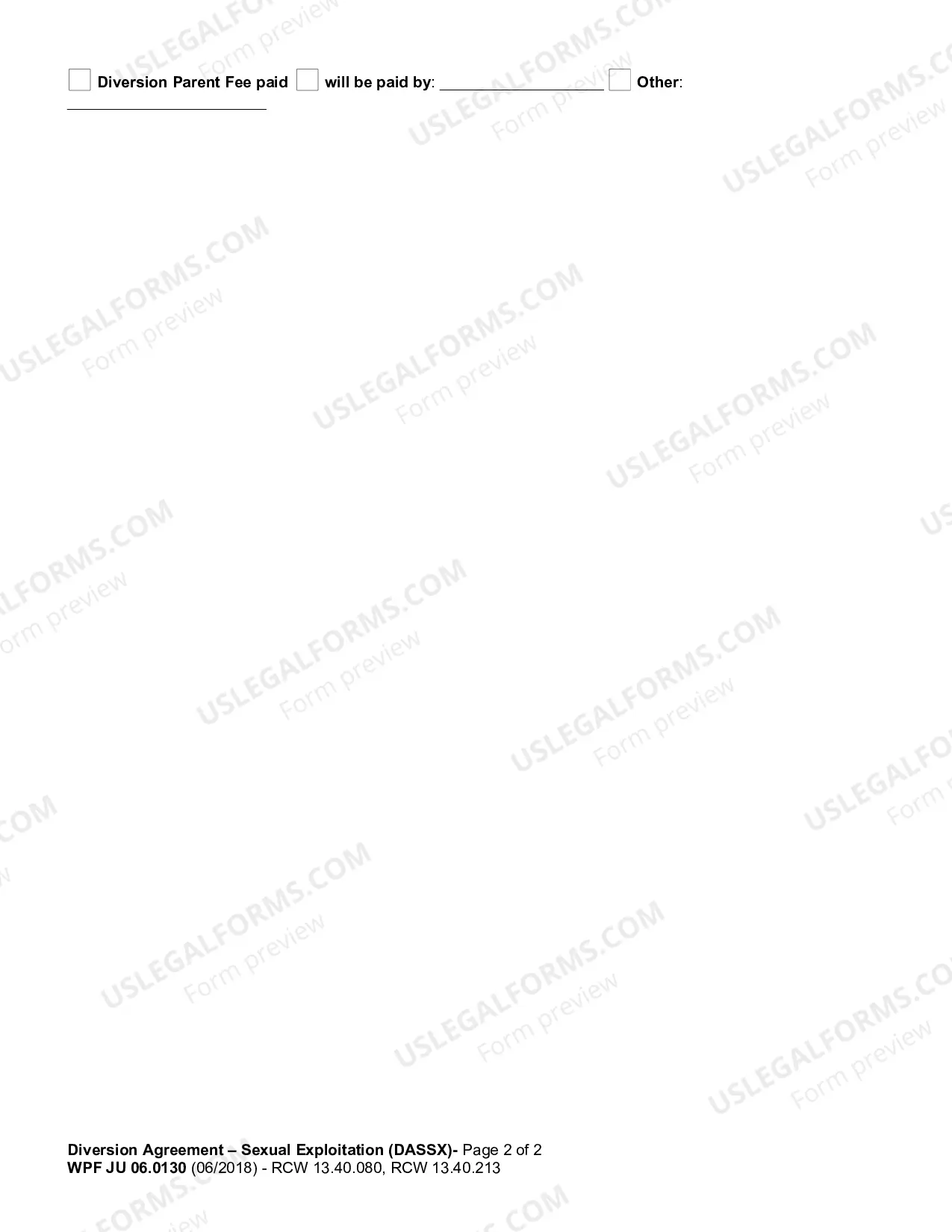 Preview Diversion Agreement - Sexual Exploitation (DASSX)
