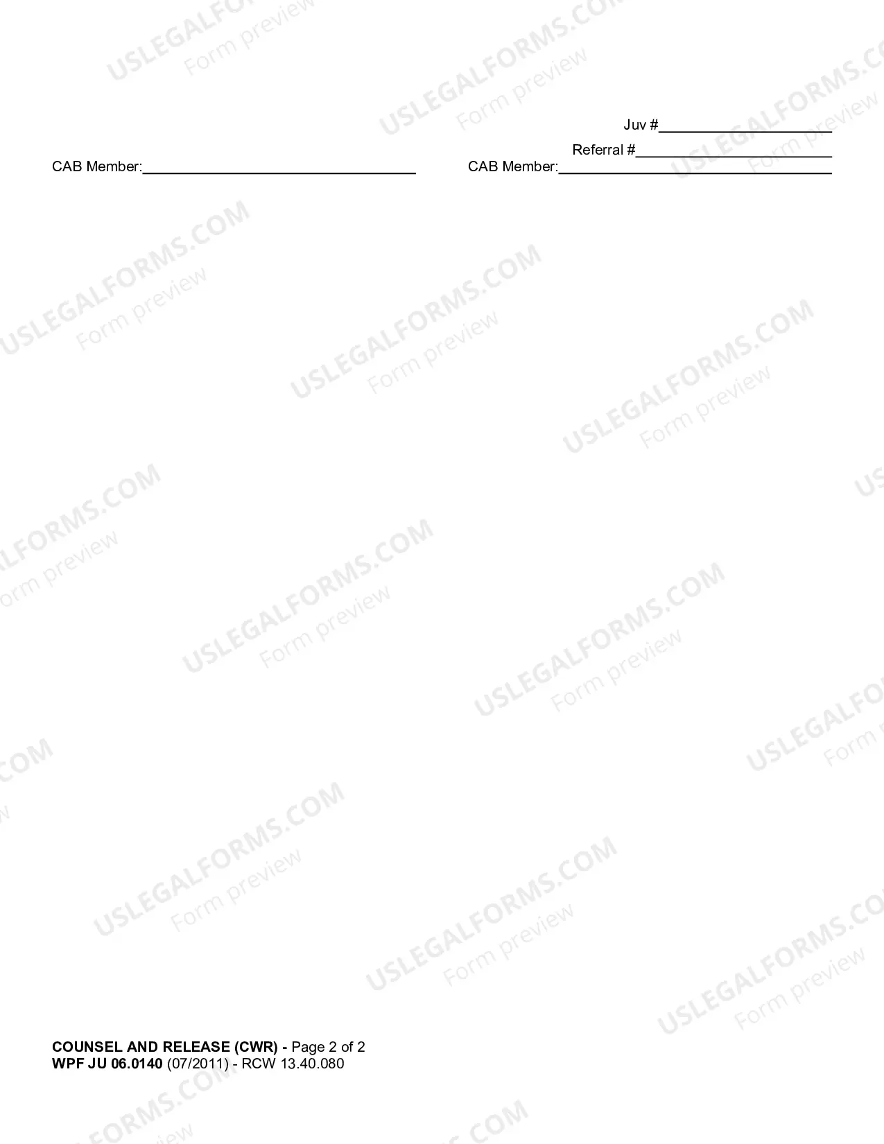 Preview Counsel and Release (CWR)