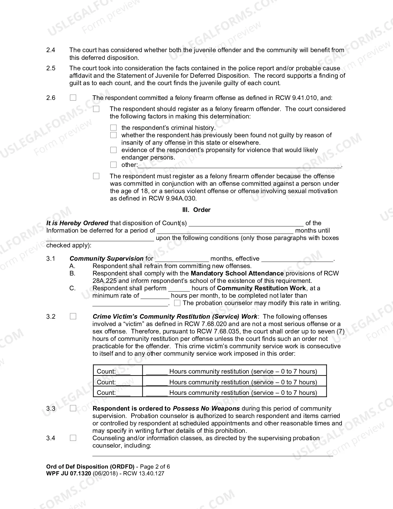 Preview Deferred Disposition Order