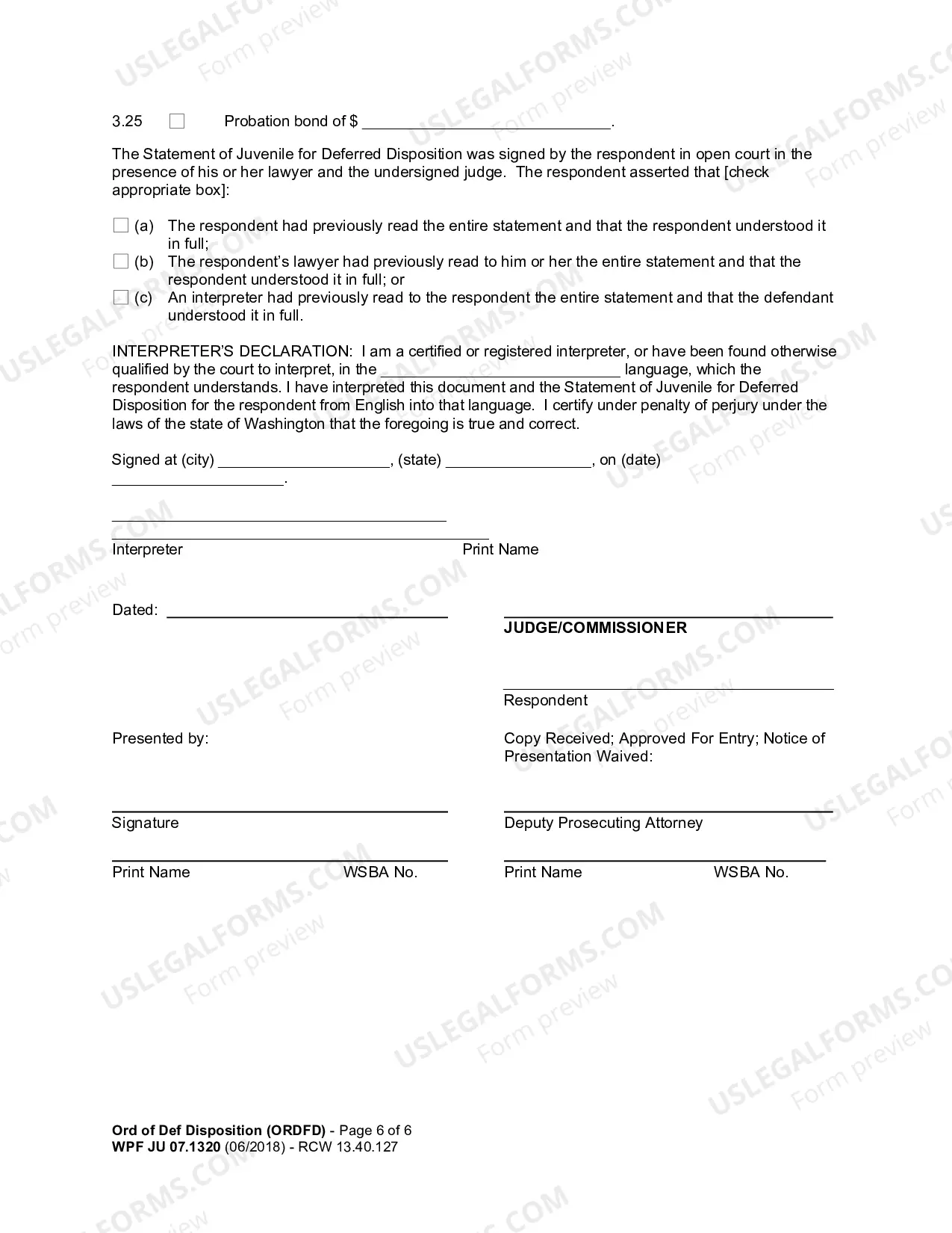 Preview Deferred Disposition Order