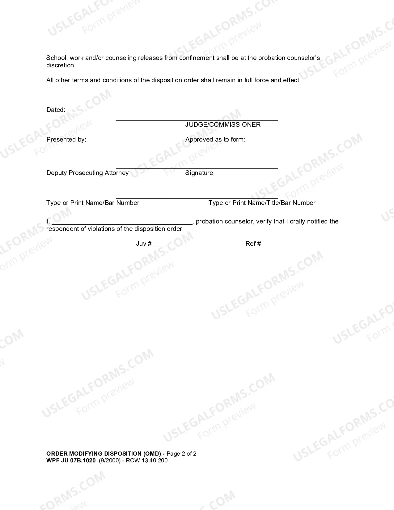 Preview Order Modifying Disposition