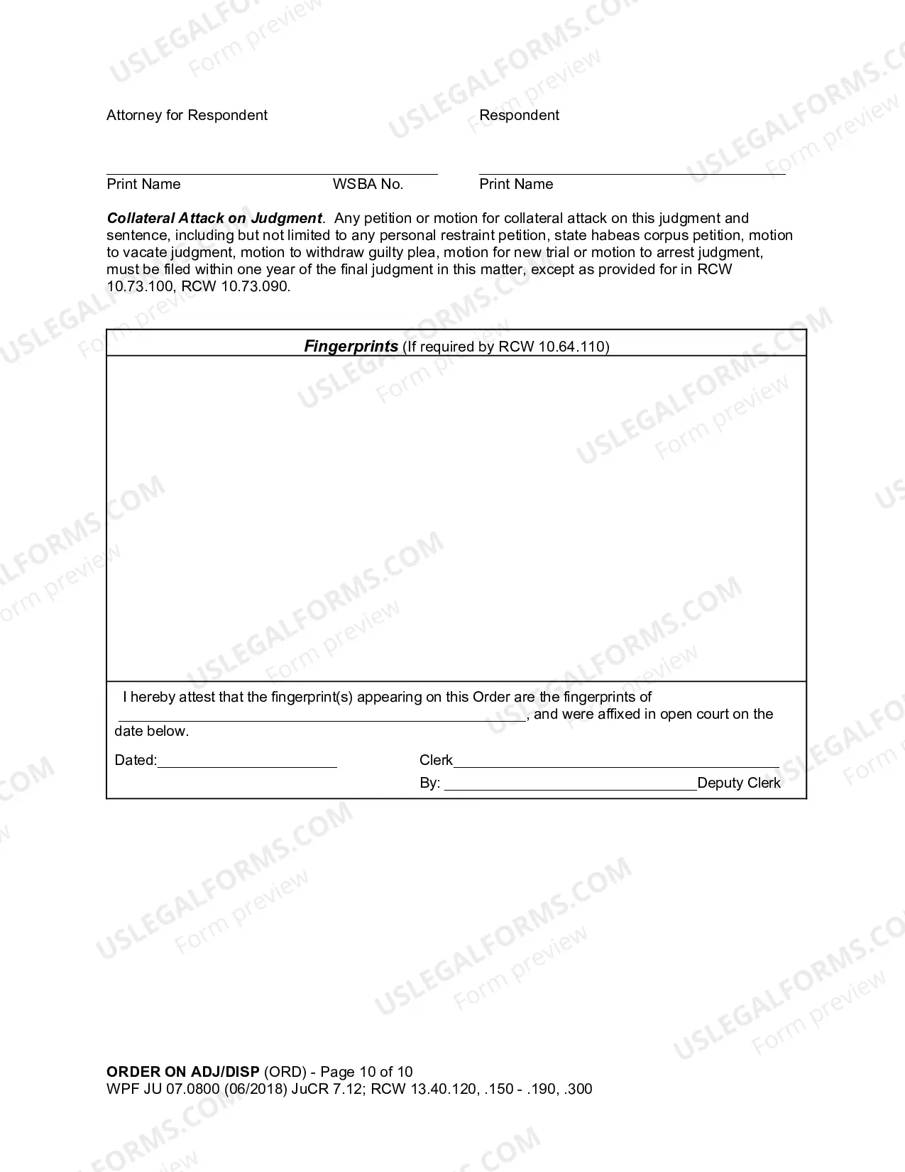 Preview Order On Adjudication And Disposition
