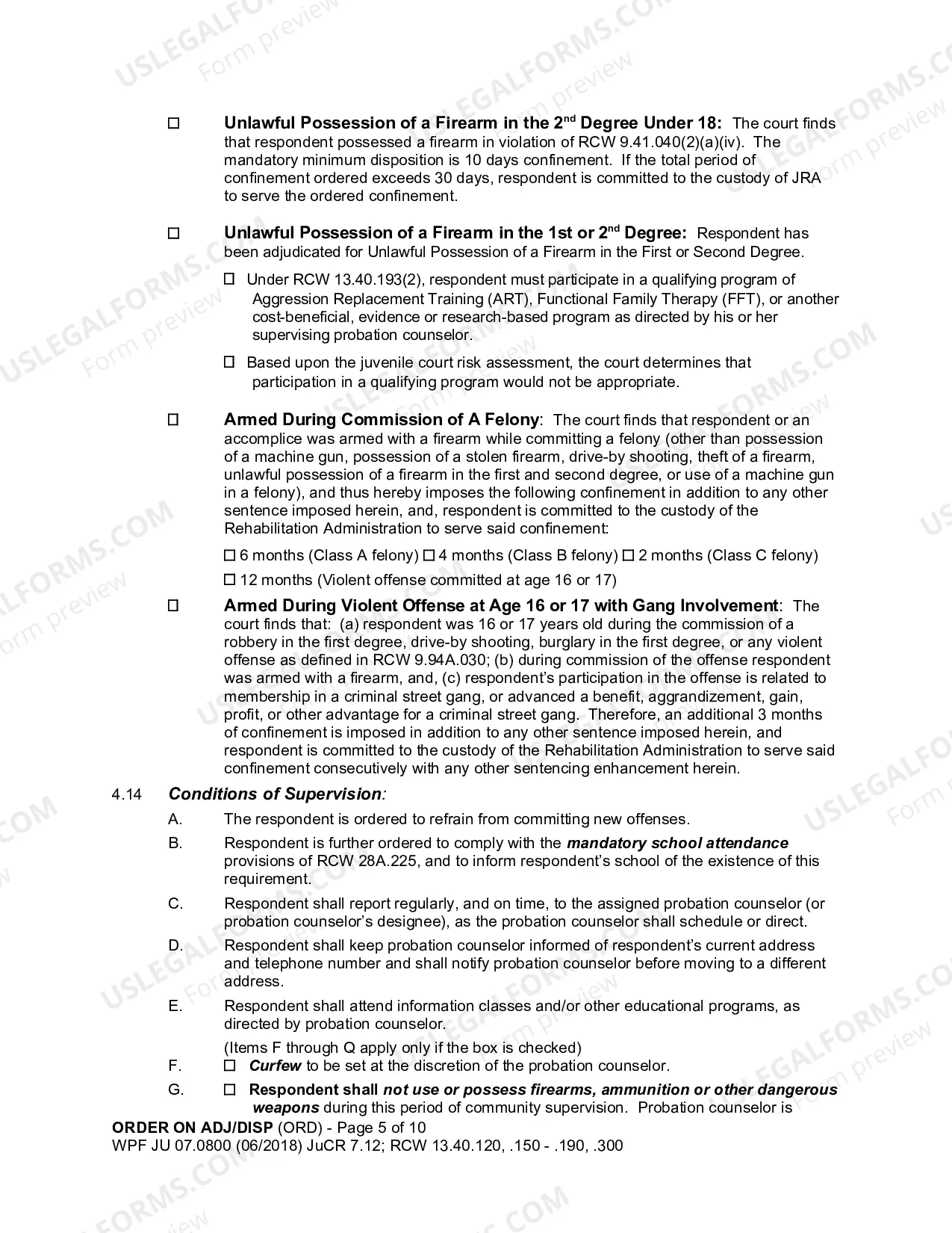 Preview Order On Adjudication And Disposition
