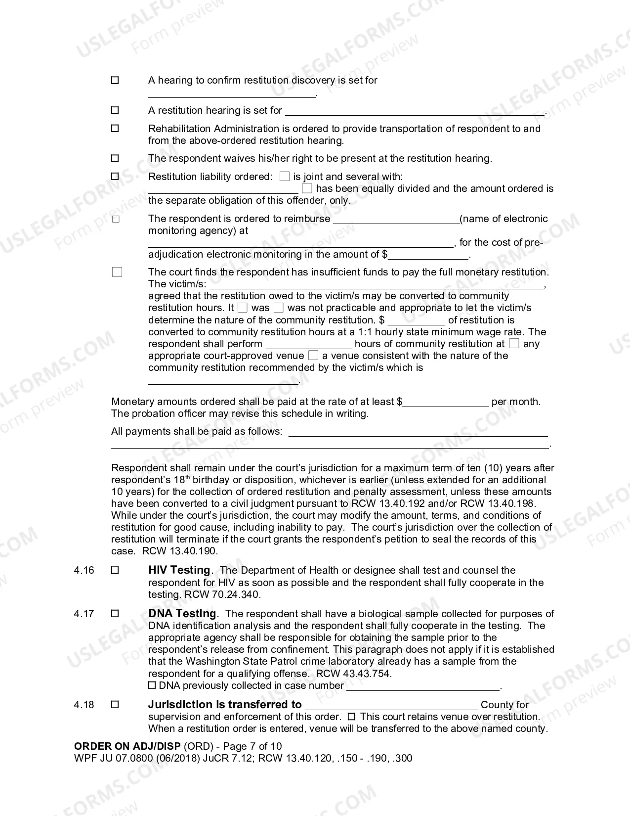 Preview Order On Adjudication And Disposition