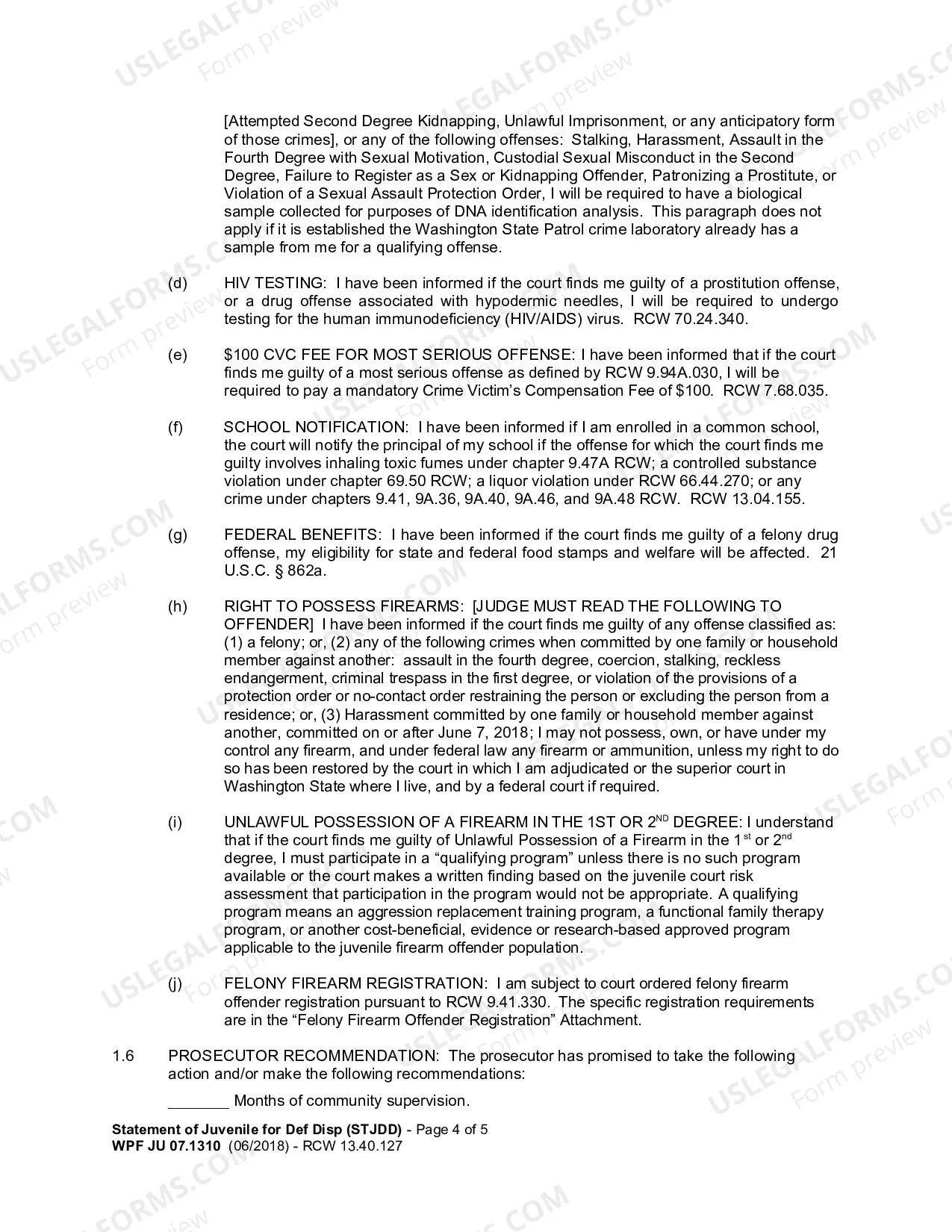 Preview Statement of Juvenile For Deferred Disposition