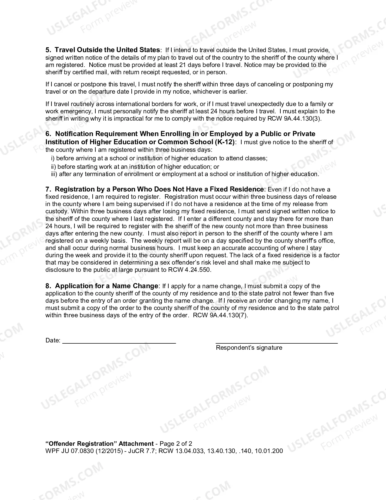 Preview Offender Registration Attachment