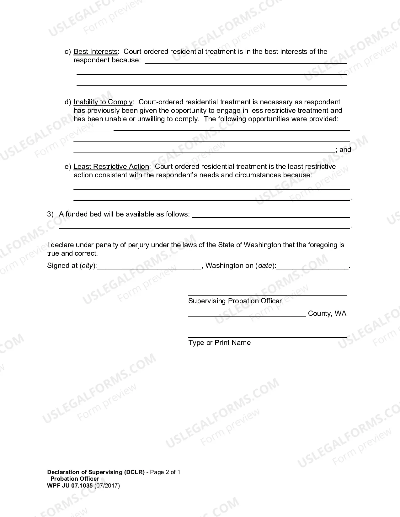 Preview Declaration of Supervising Probation Officer
