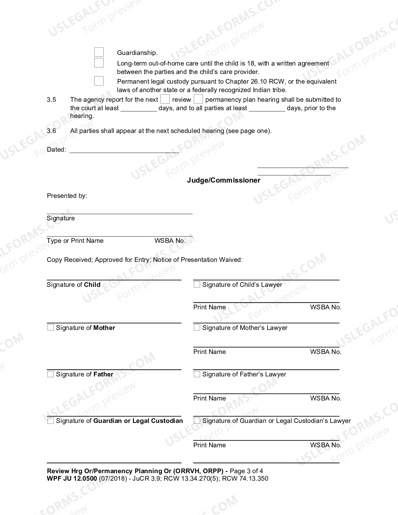 Preview Review Hearing Order Or Permanency Planning Hearing
