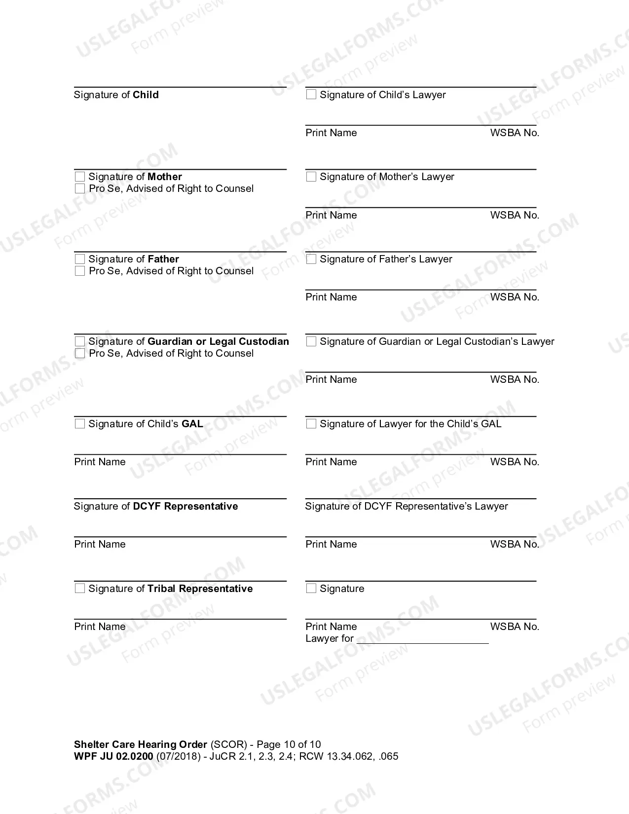 Preview Shelter Care Hearing Order