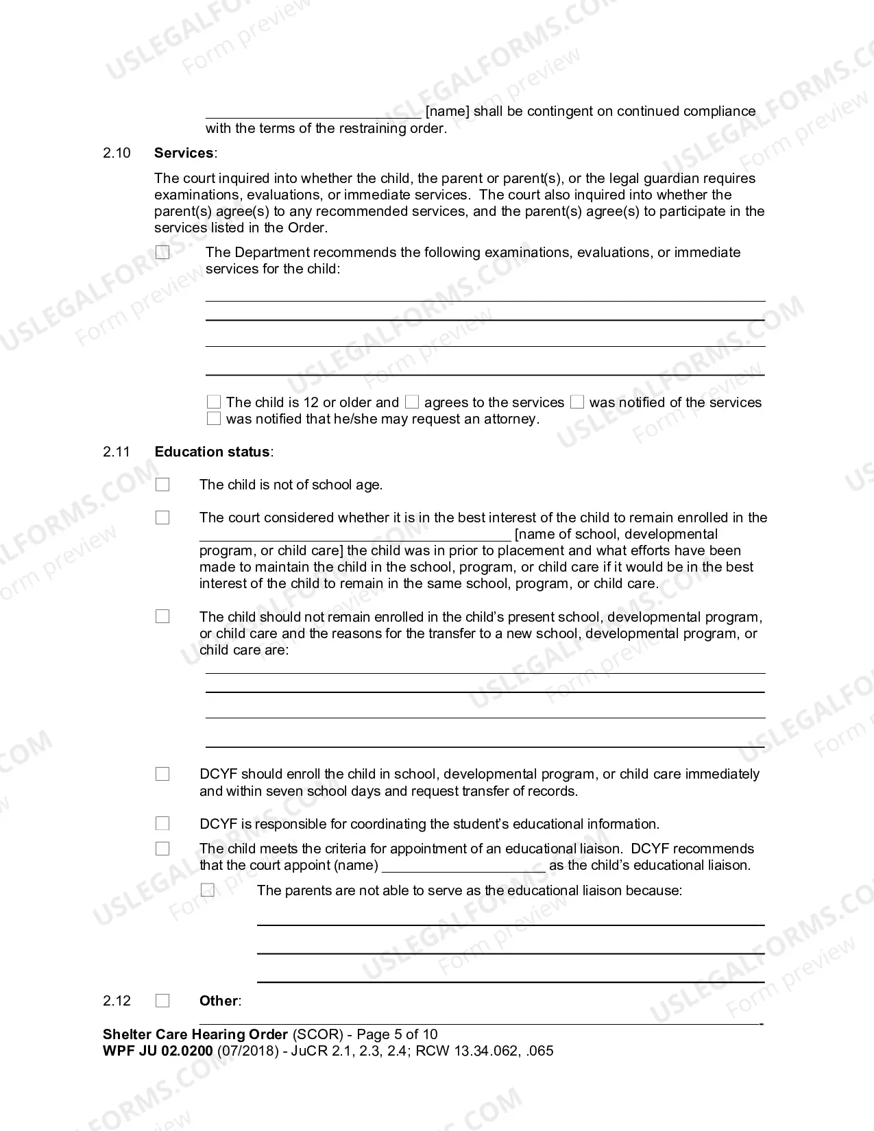 Preview Shelter Care Hearing Order