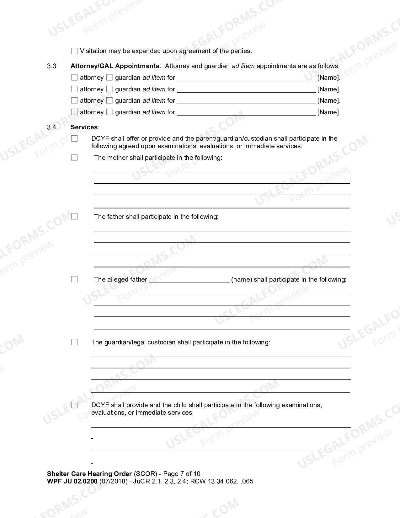 Preview Shelter Care Hearing Order