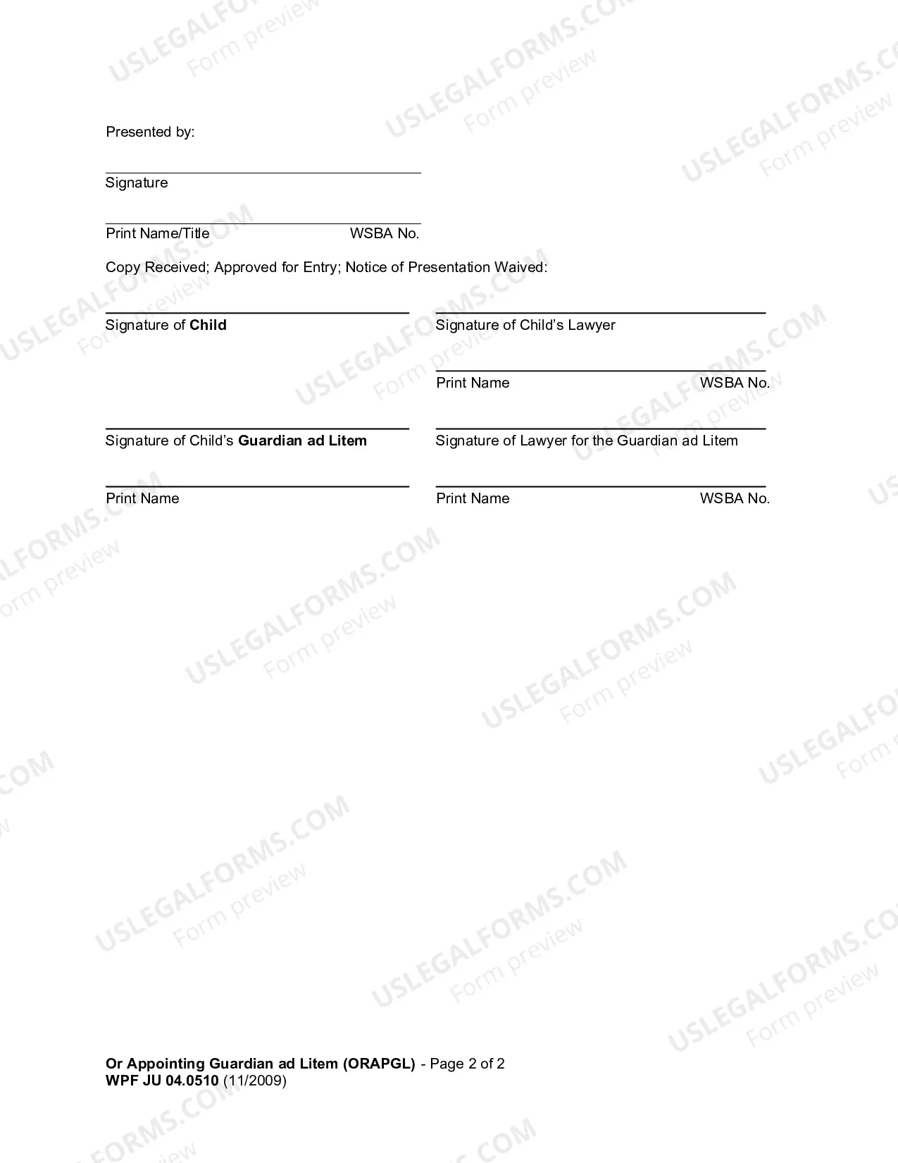 Preview Order Appointing Guardian ad Litem (ORAPGL)