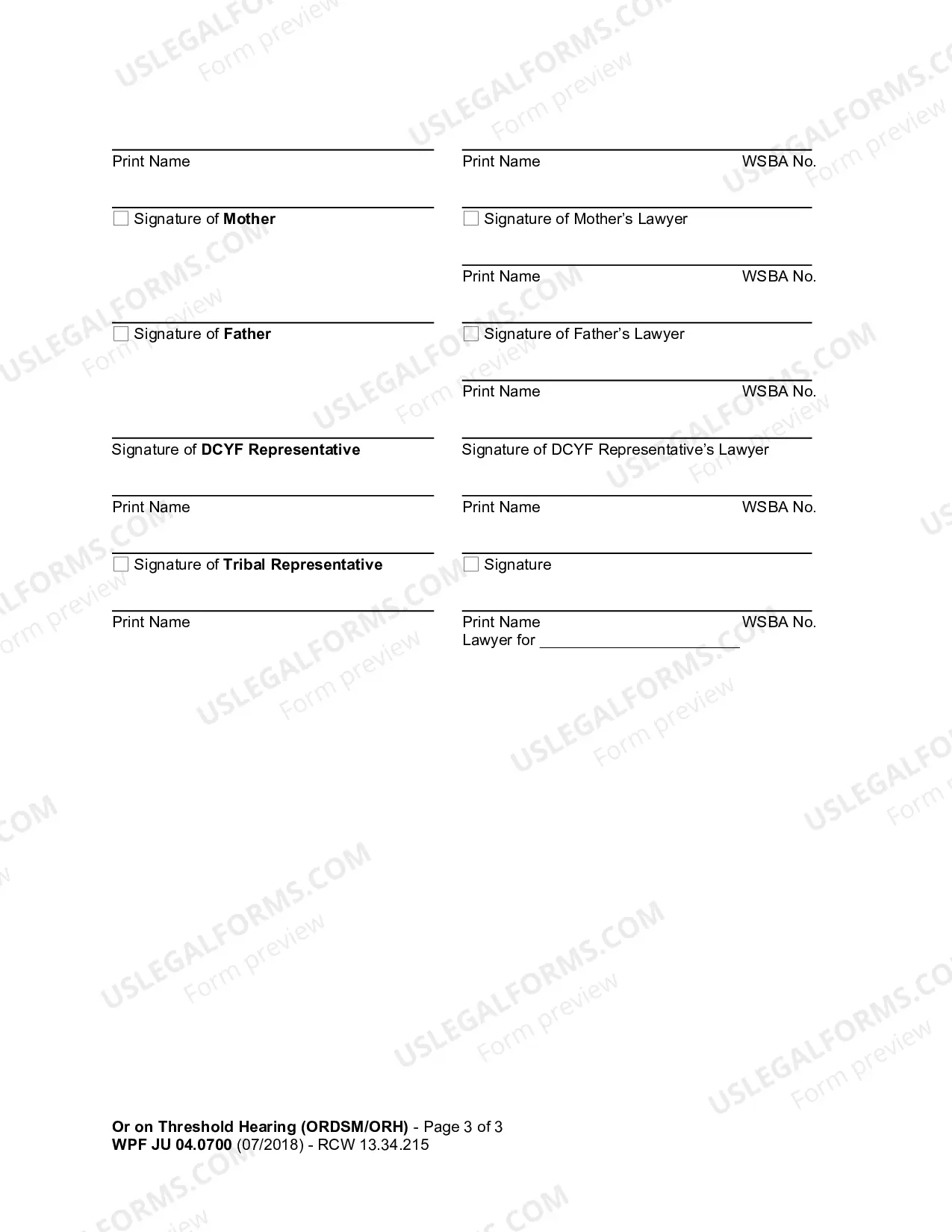 Preview Order on Threshold Hearing (Petition for Reinstatement of Terminated Parental Rights)