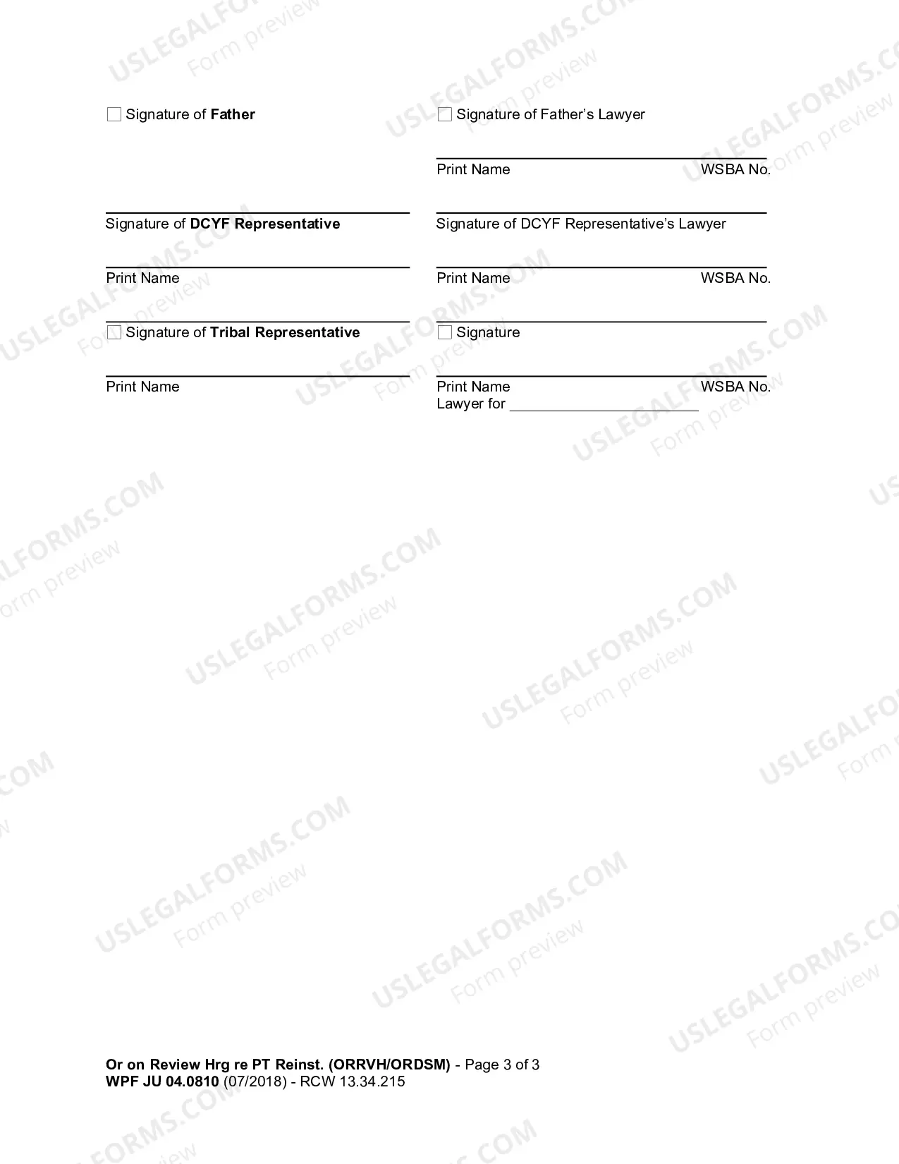 Preview Order on Review Hearing re Petition for Reinstatement of Terminated Parental Rights