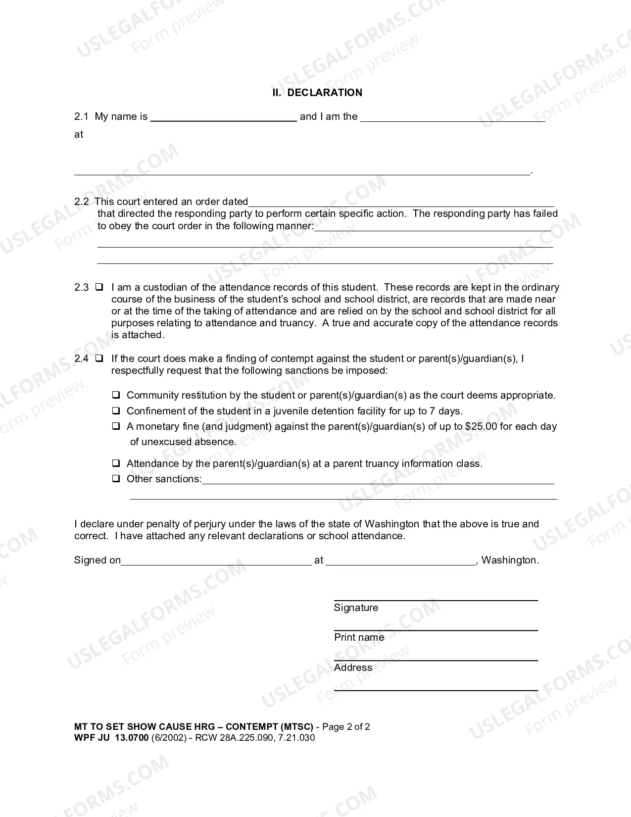 Preview Motion To Set Show Cause Hearing - Contempt