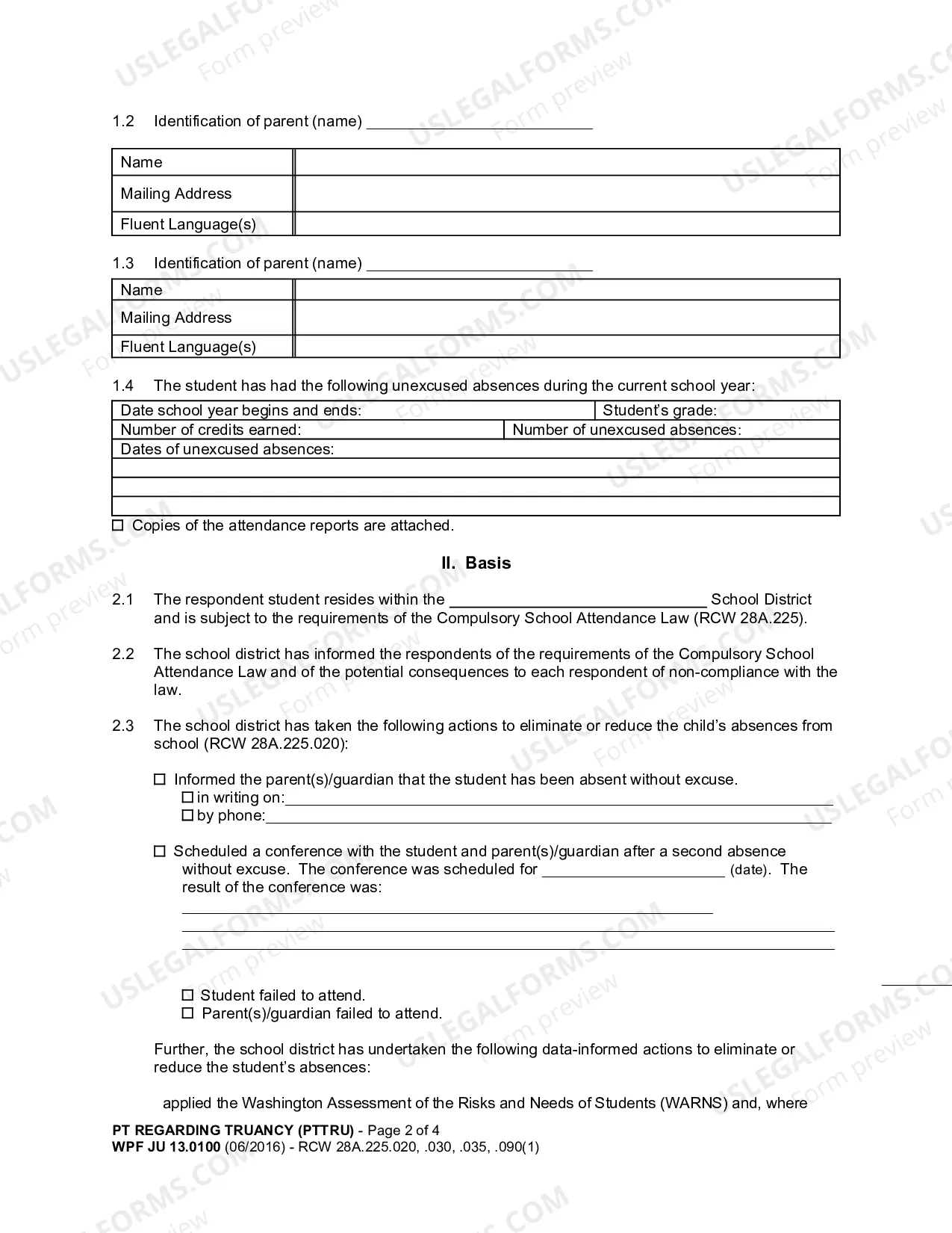 Preview Petition Regarding Truancy (PTTRU)